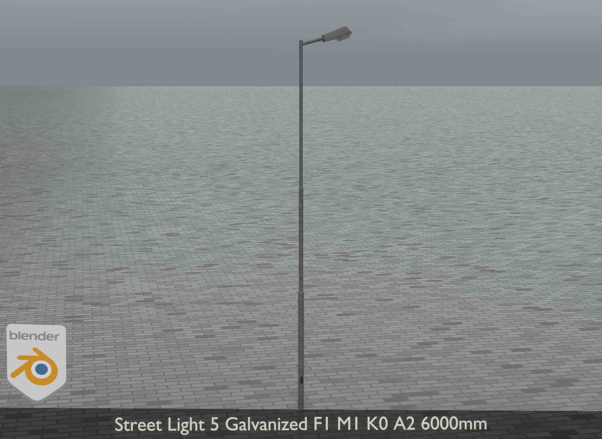 Street Light 5 Galvanized F1 M1 K0 A2 6000mm Low-poly 3D model_12