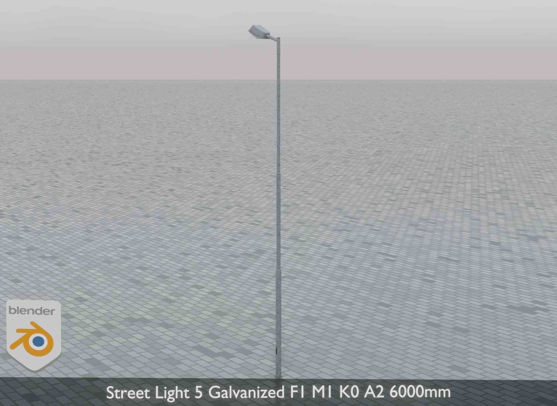 Street Light 5 Galvanized F1 M1 K0 A2 6000mm Low-poly 3D model_4