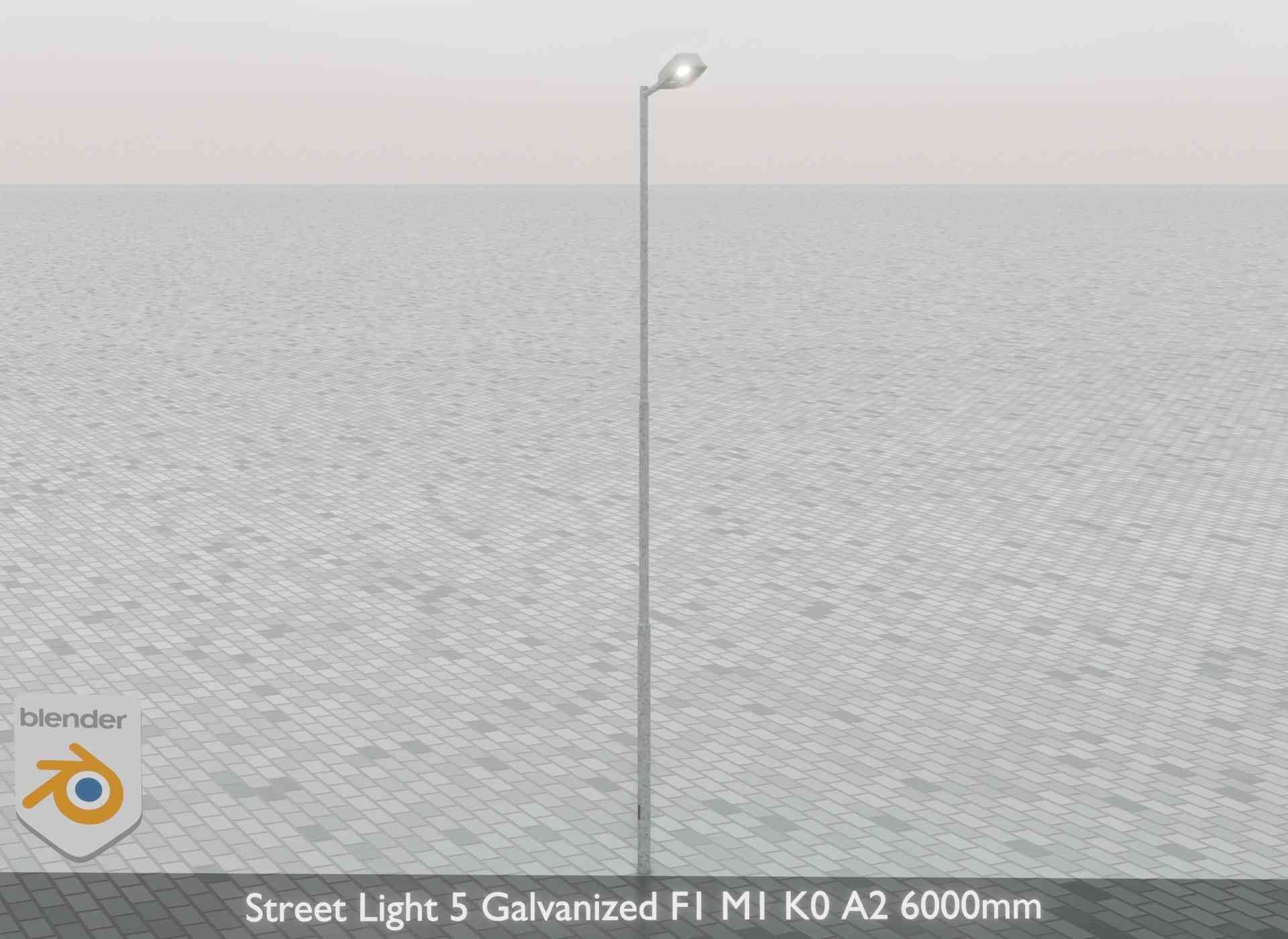 Street Light 5 Galvanized F1 M1 K0 A2 6000mm Low-poly 3D model_43