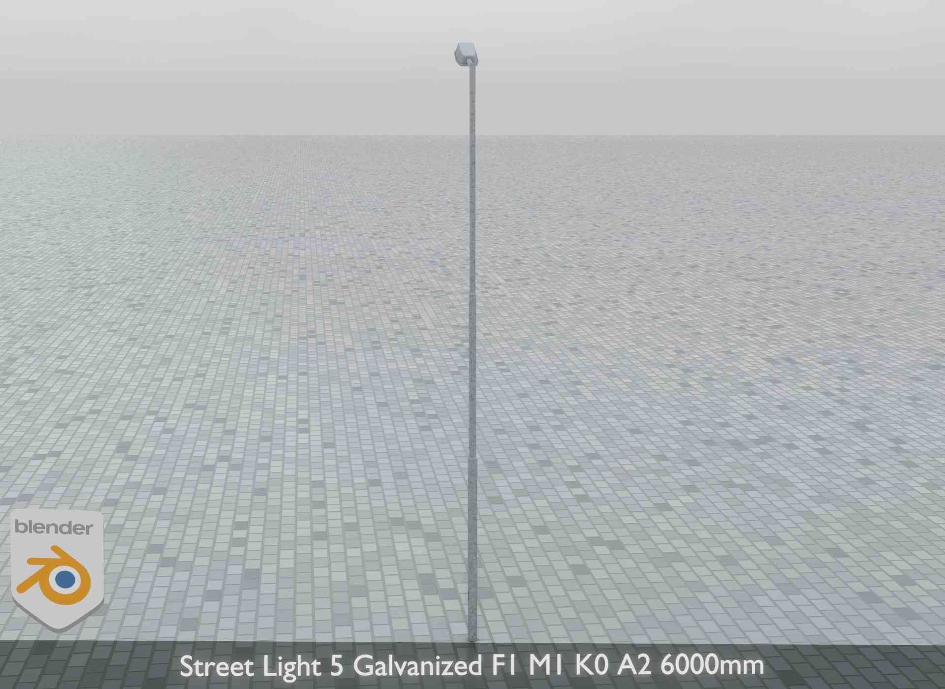 Street Light 5 Galvanized F1 M1 K0 A2 6000mm Low-poly 3D model_6
