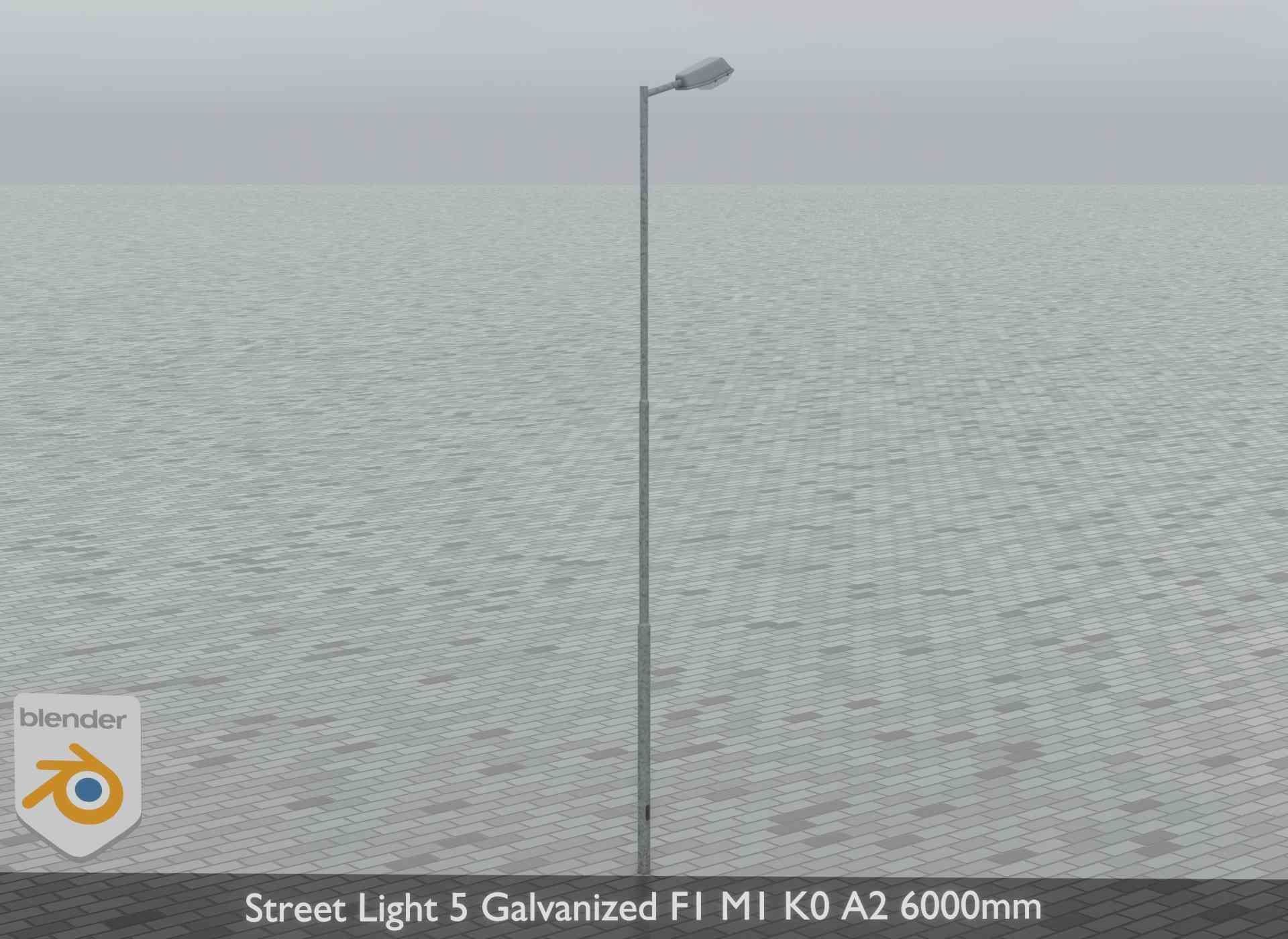 Street Light 5 Galvanized F1 M1 K0 A2 6000mm Low-poly 3D model_10