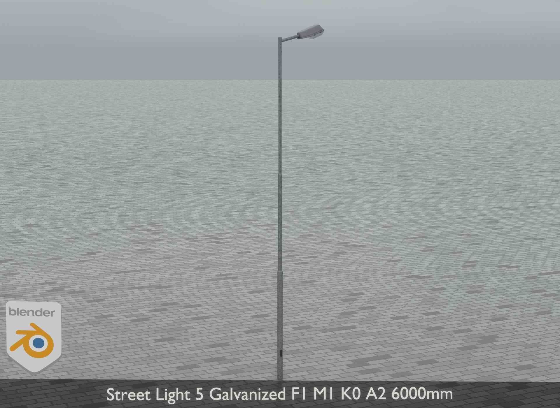 Street Light 5 Galvanized F1 M1 K0 A2 6000mm Low-poly 3D model_11