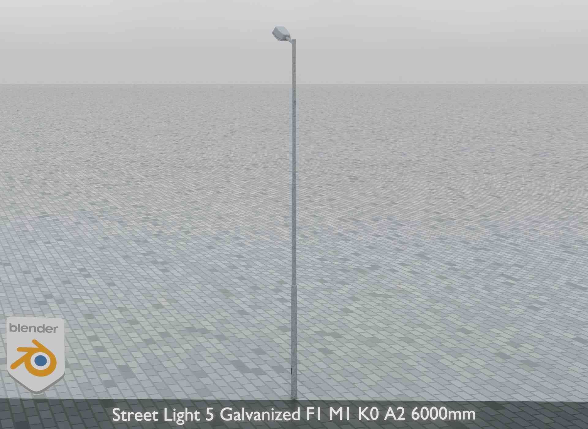 Street Light 5 Galvanized F1 M1 K0 A2 6000mm Low-poly 3D model_5