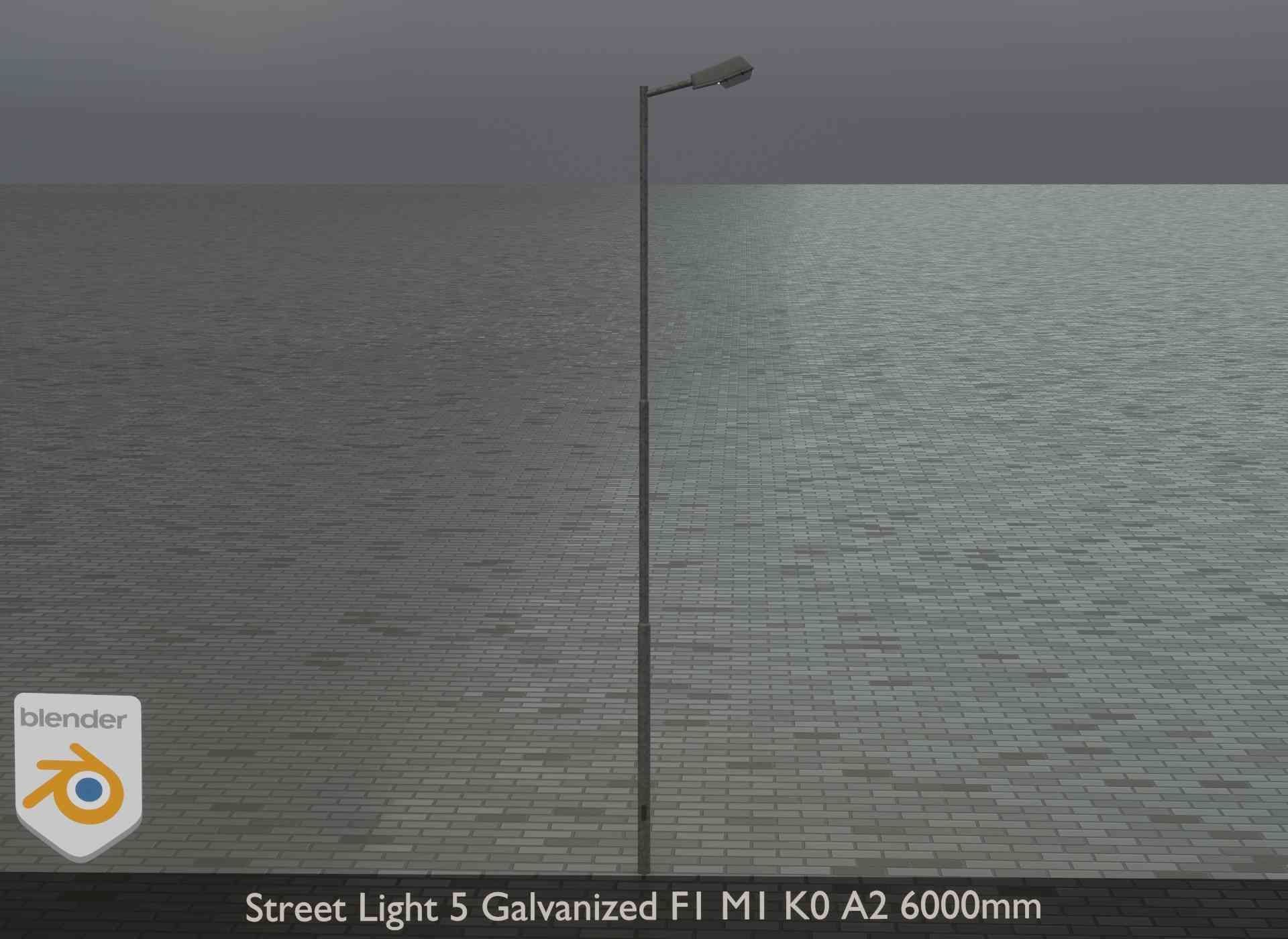 Street Light 5 Galvanized F1 M1 K0 A2 6000mm Low-poly 3D model_13