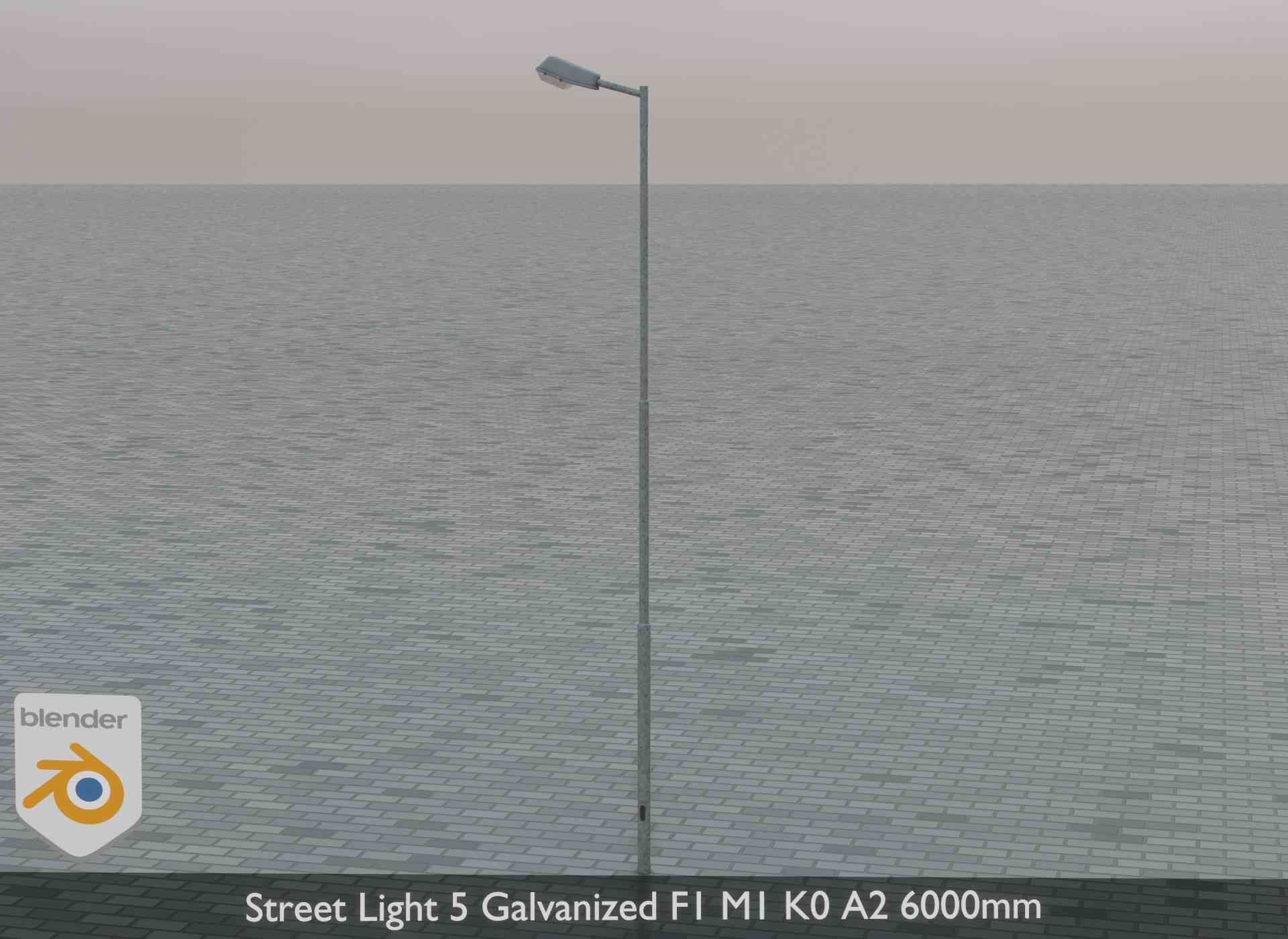 Street Light 5 Galvanized F1 M1 K0 A2 6000mm Low-poly 3D model_1