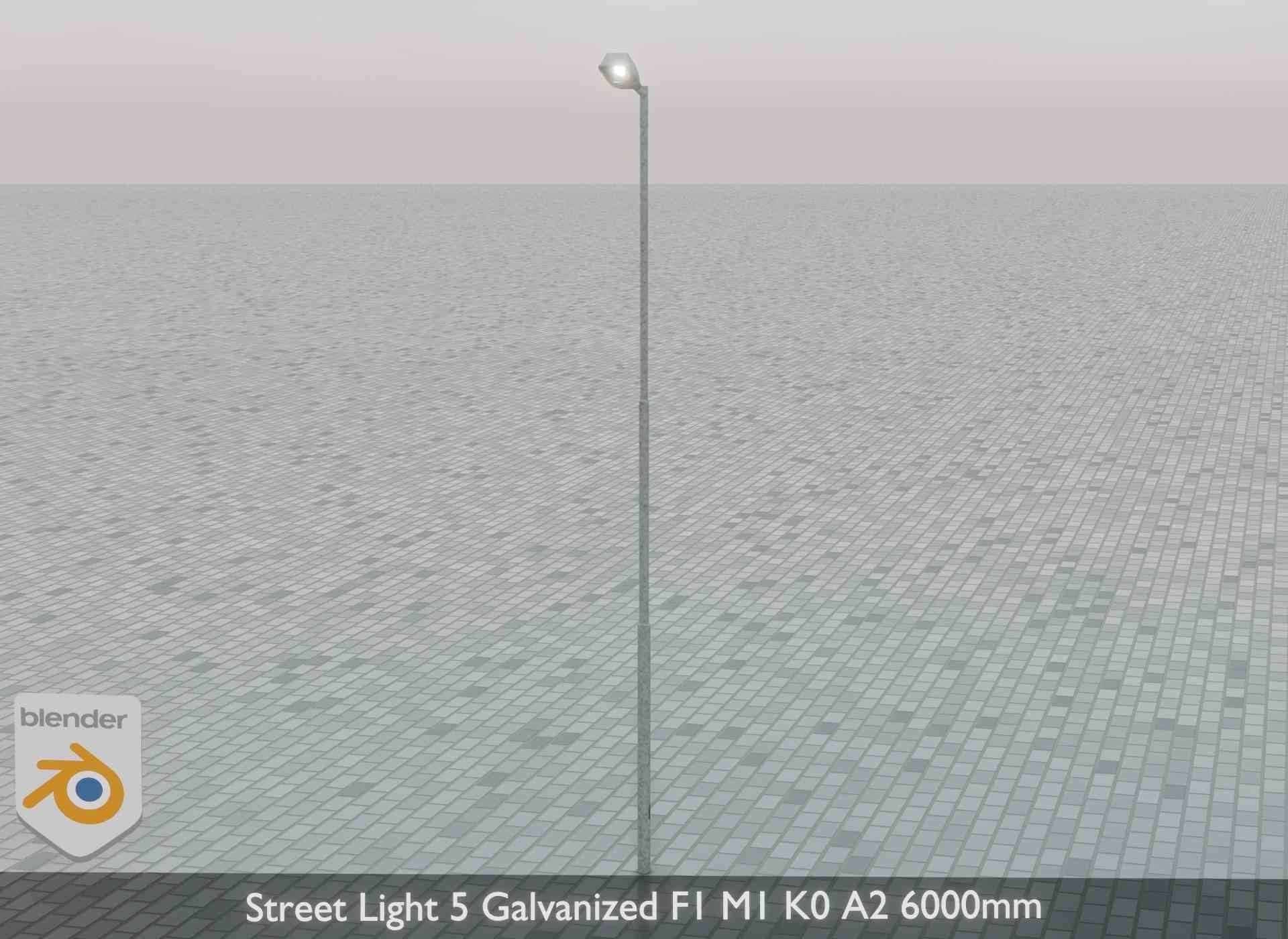 Street Light 5 Galvanized F1 M1 K0 A2 6000mm Low-poly 3D model_46