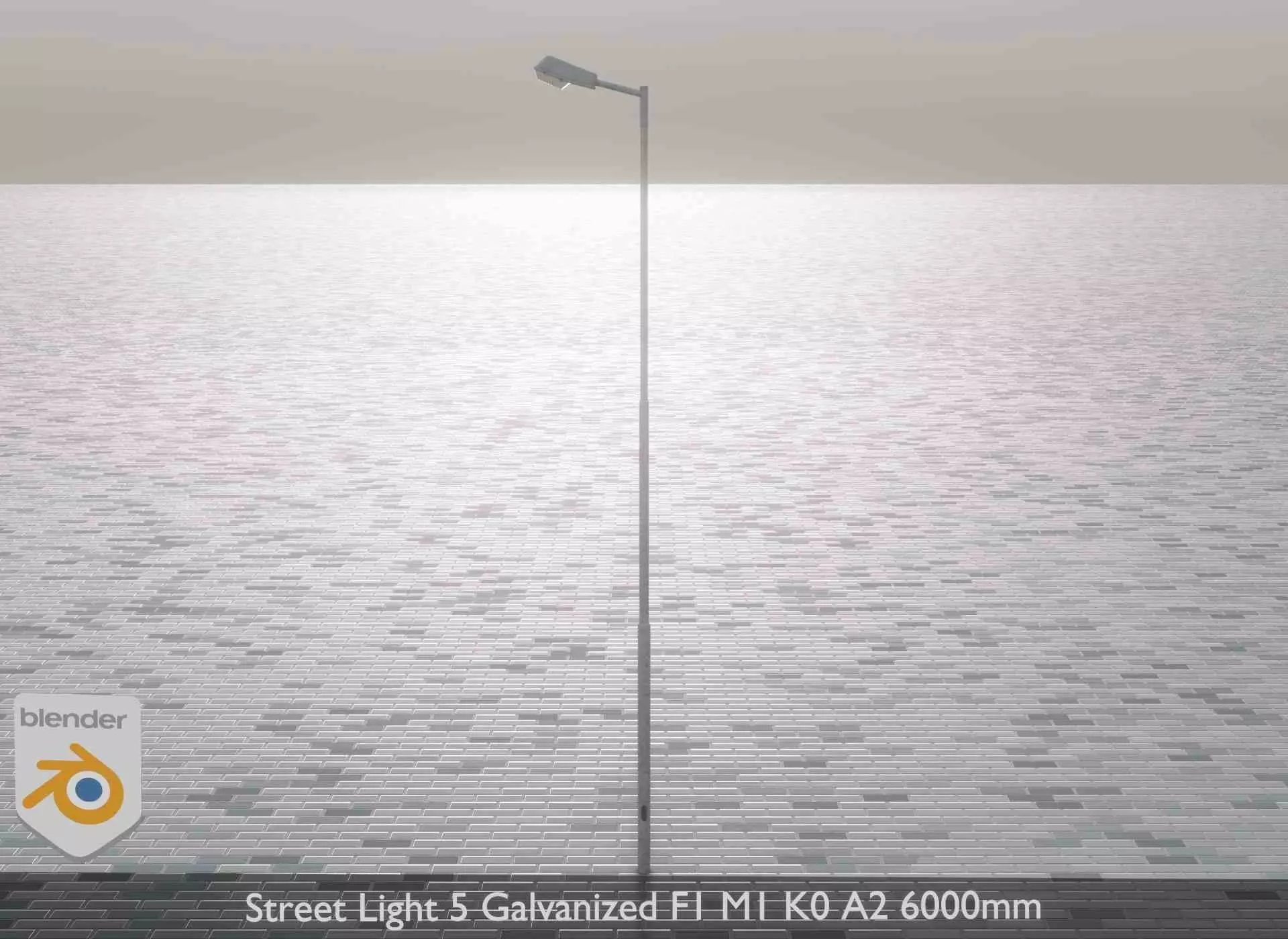 Street Light 5 Galvanized F1 M1 K0 A2 6000mm Low-poly 3D model_0