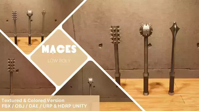 Maces - Lowpoly Textured and Colorbased Low-poly 3D model