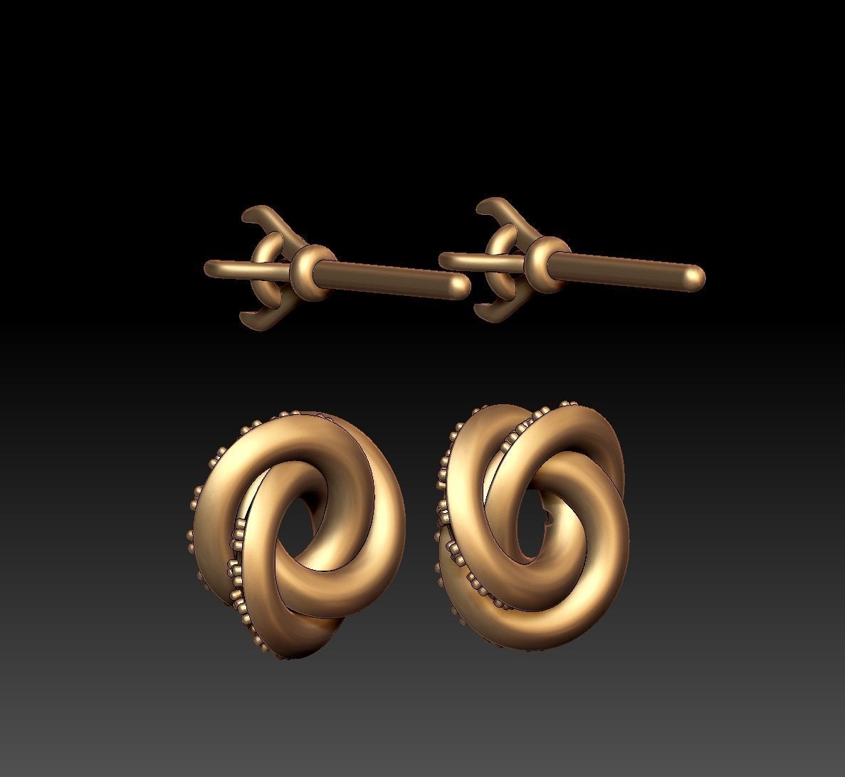 Infinity Ruban Studs 3D print model_9