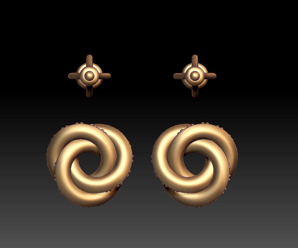 Infinity Ruban Studs 3D print model_8
