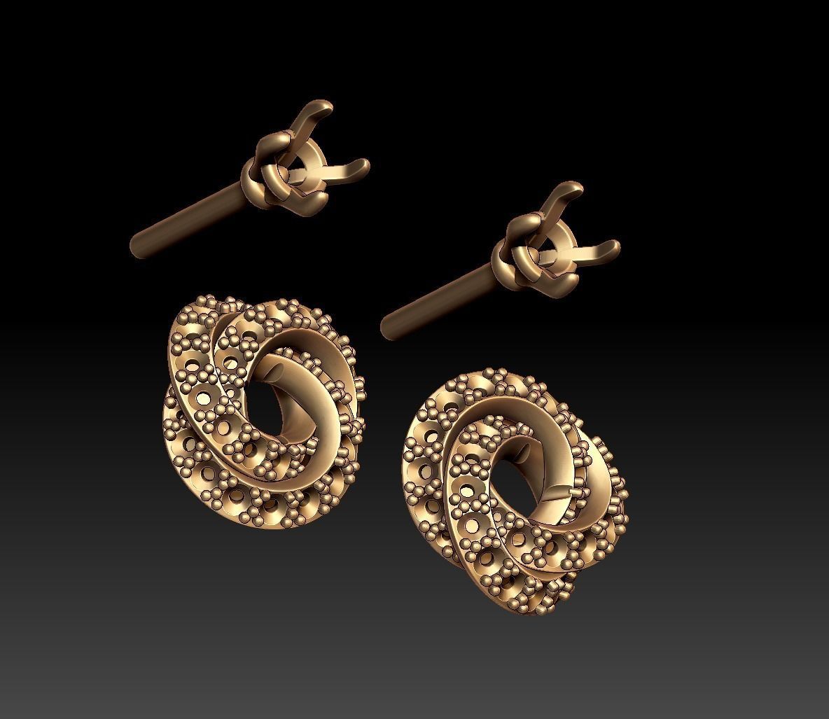 Infinity Ruban Studs 3D print model_10