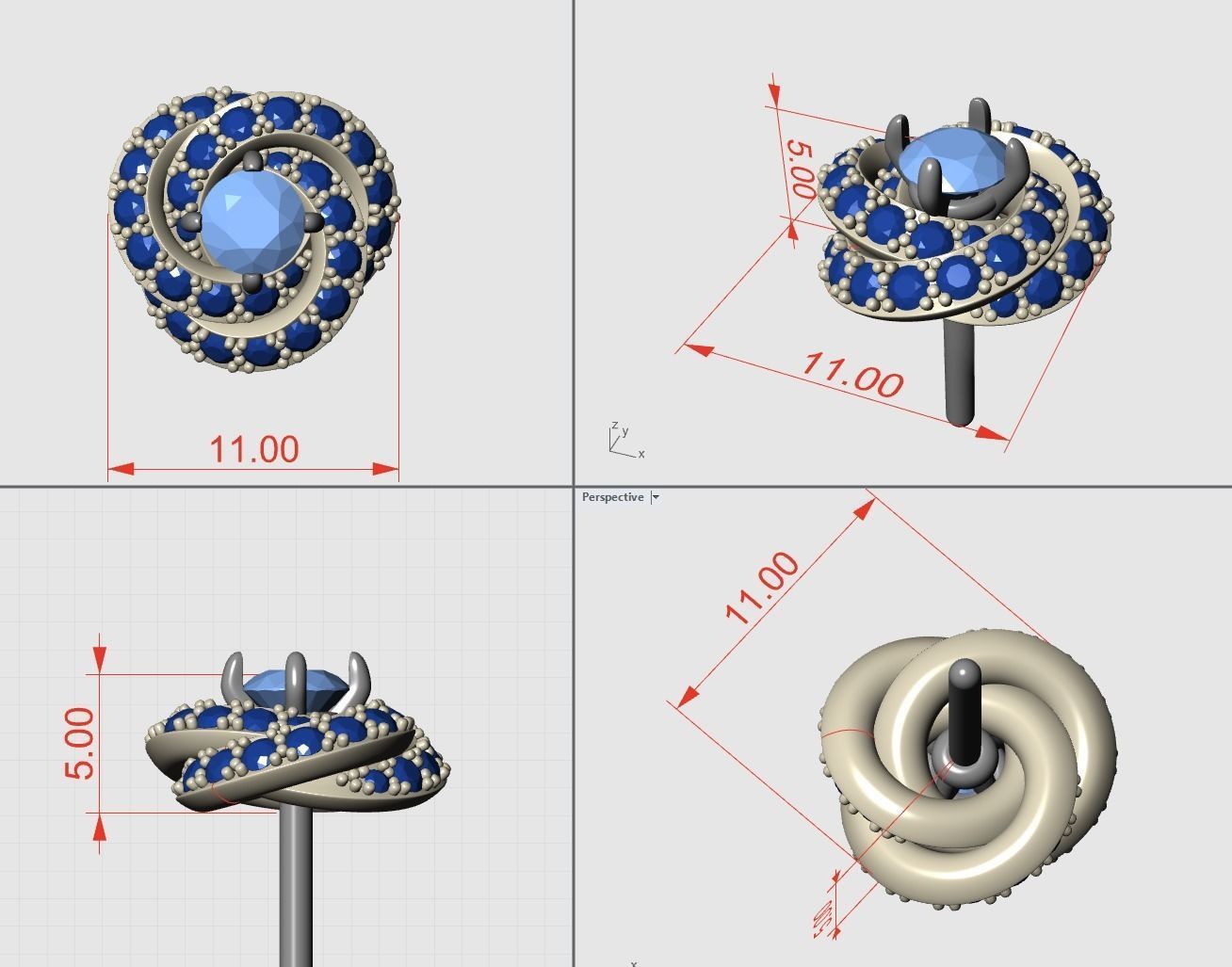 Infinity Ruban Studs 3D print model_11