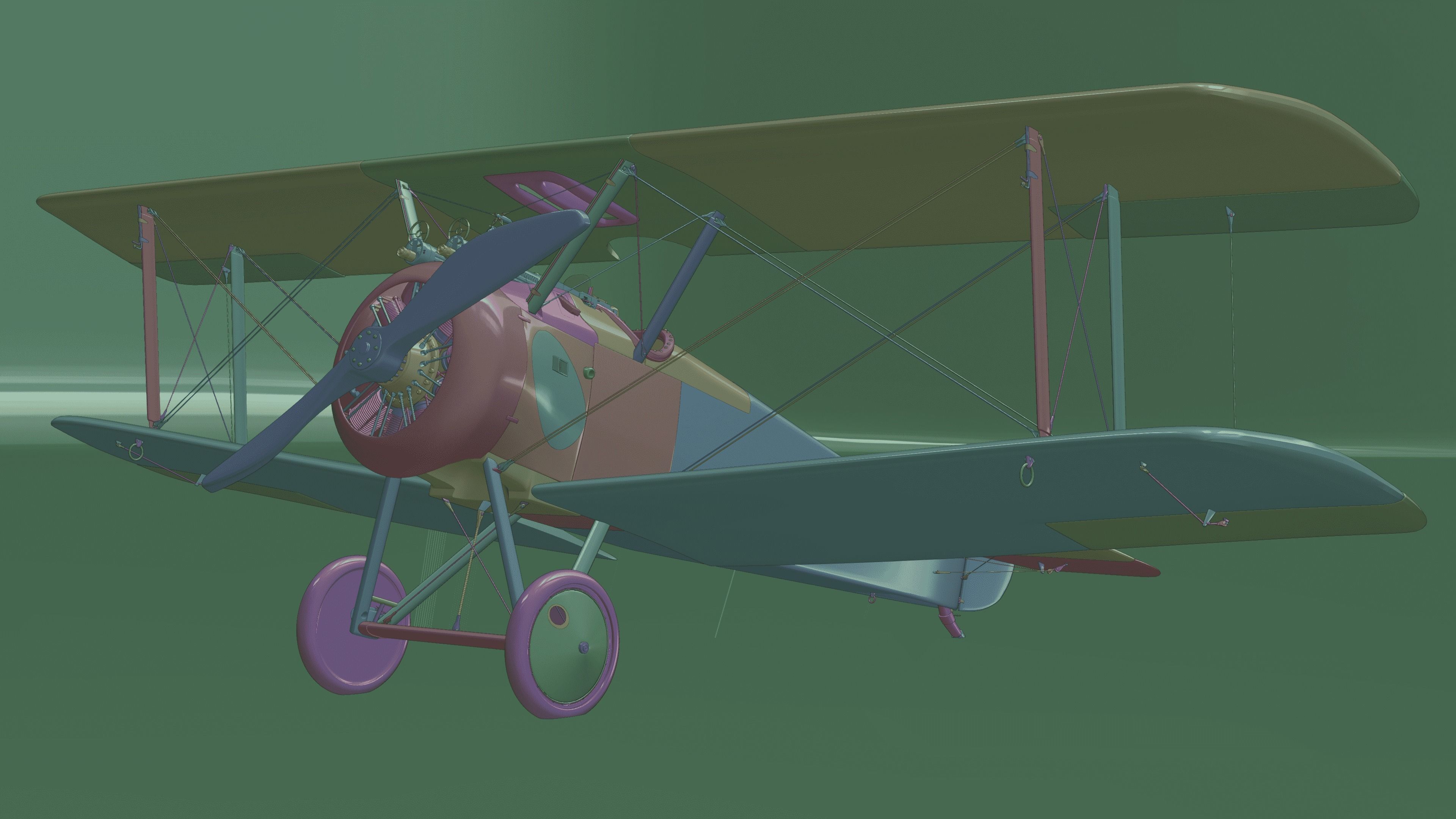 Sopwith Camel Biplane 1917-1920 3D model_9