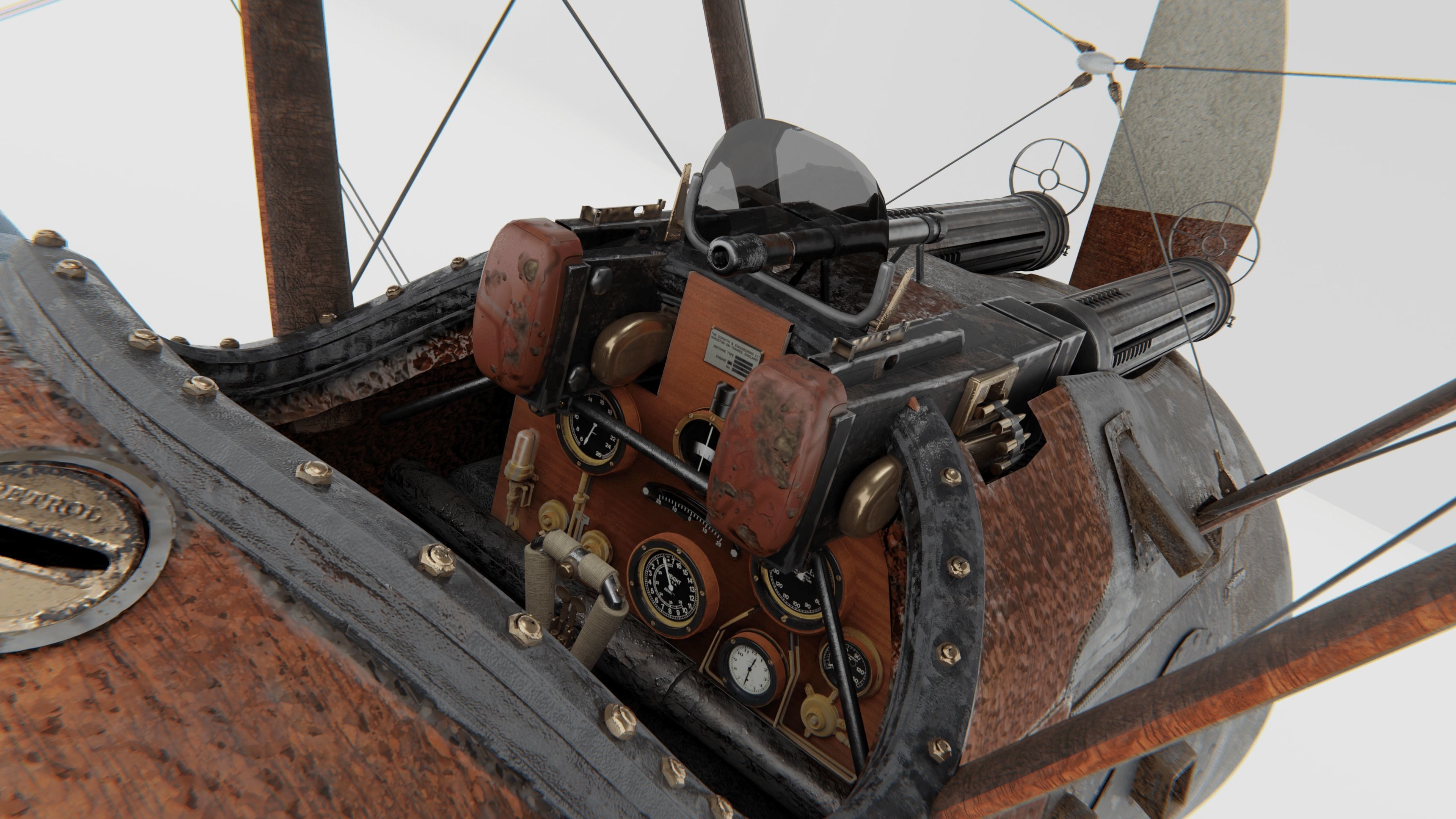 Sopwith Camel Biplane 1917-1920 3D model_6