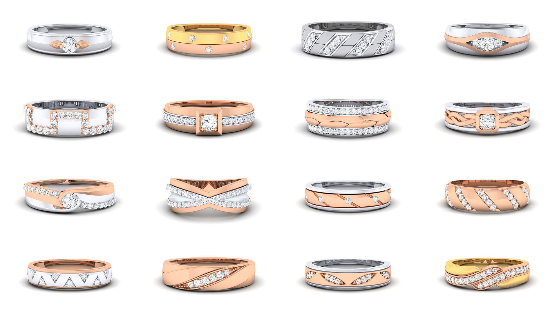 83 Couple Band Ring 3dm render detail  3D Model Collection_5