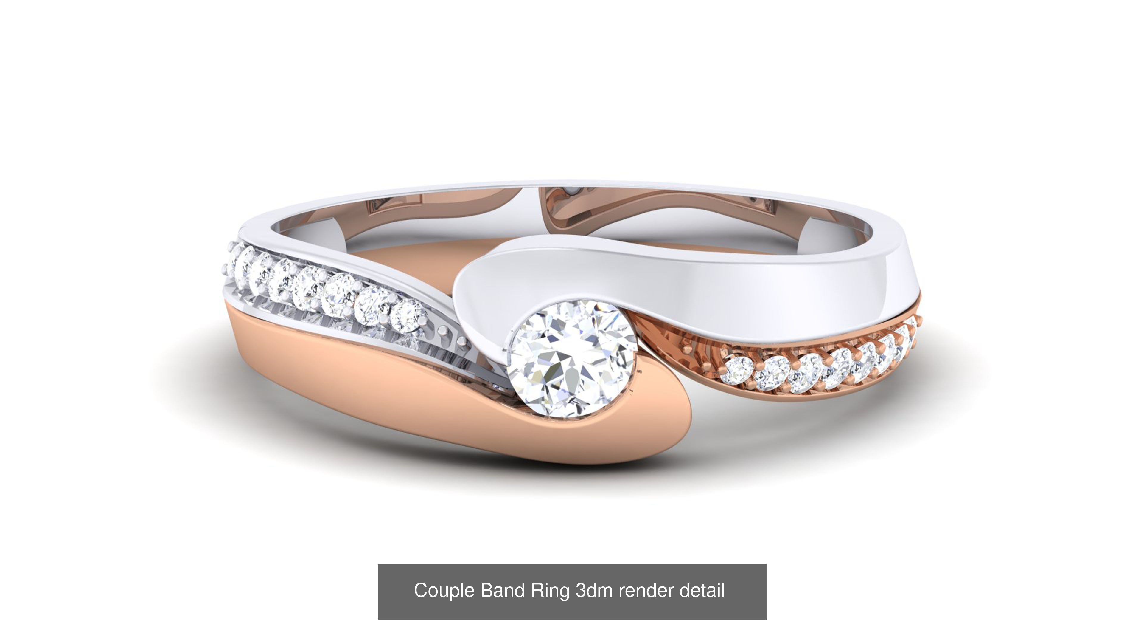 83 Couple Band Ring 3dm render detail  3D Model Collection_19
