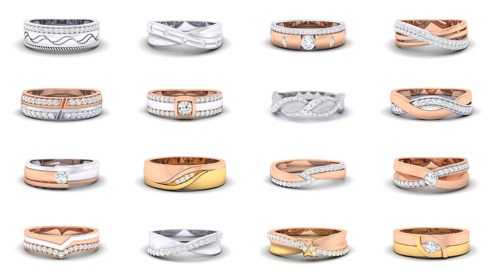 83 Couple Band Ring 3dm render detail  3D Model Collection_1