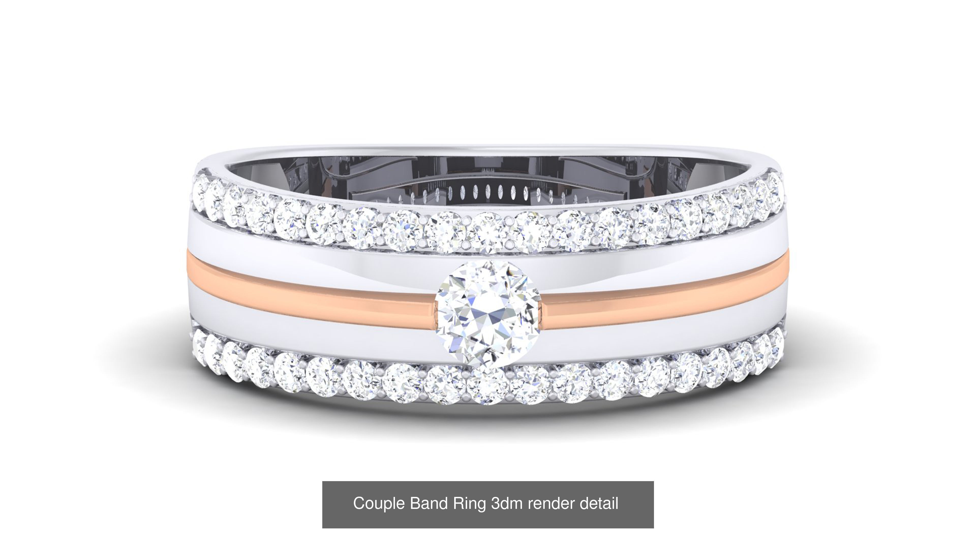 83 Couple Band Ring 3dm render detail  3D Model Collection_42