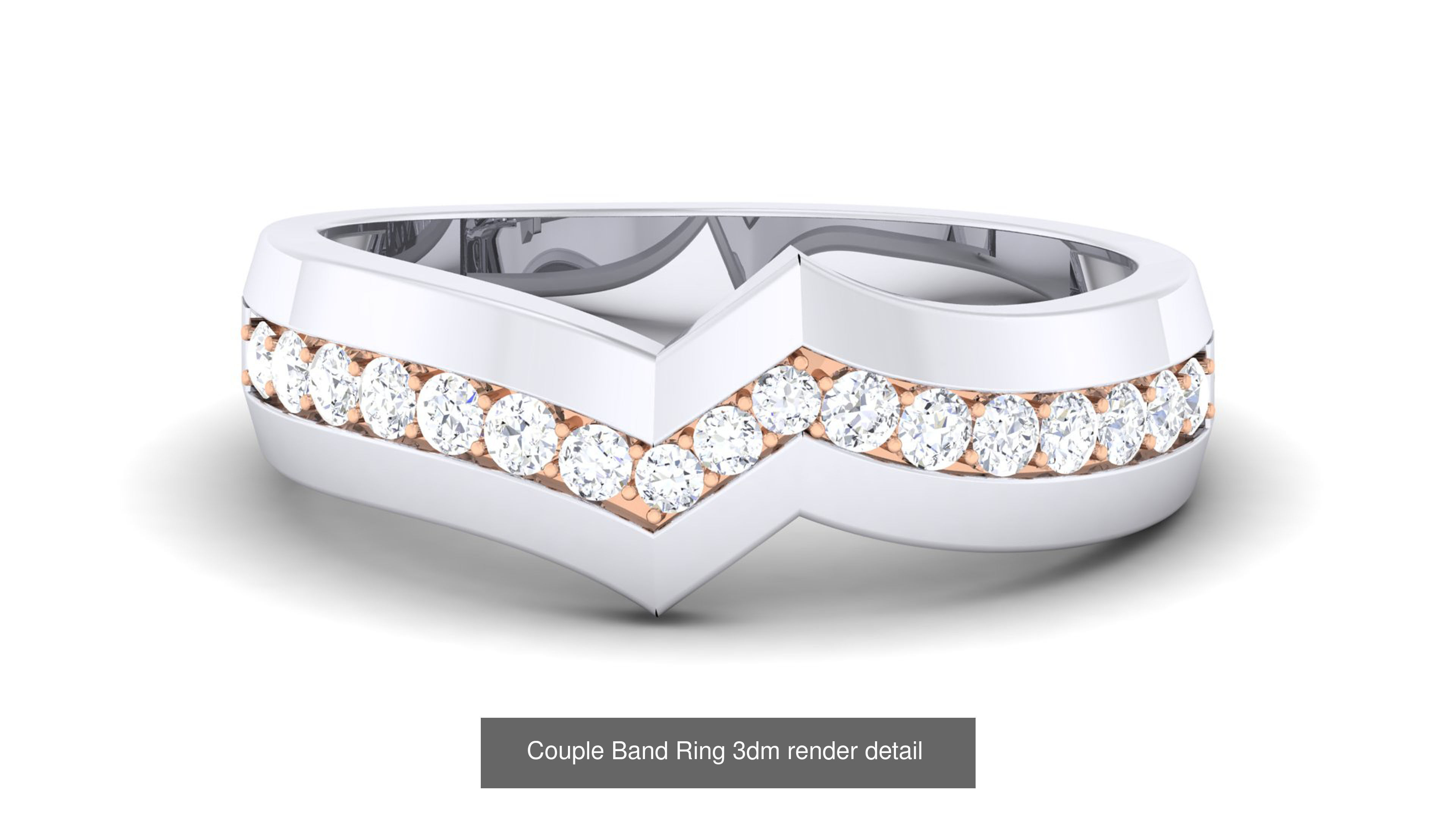 83 Couple Band Ring 3dm render detail  3D Model Collection_47