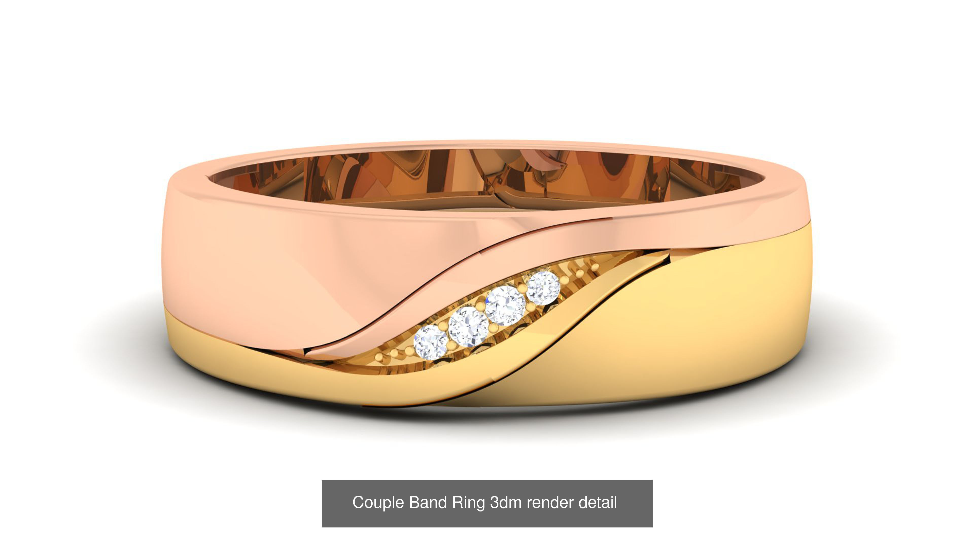 83 Couple Band Ring 3dm render detail  3D Model Collection_35