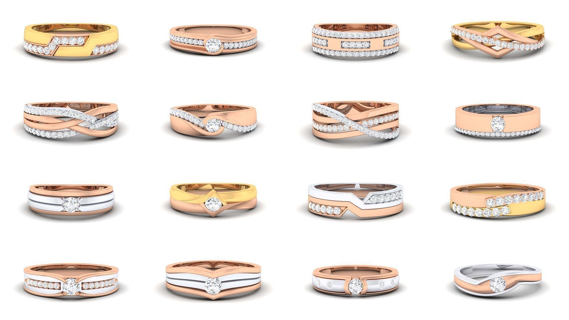 83 Couple Band Ring 3dm render detail  3D Model Collection_7