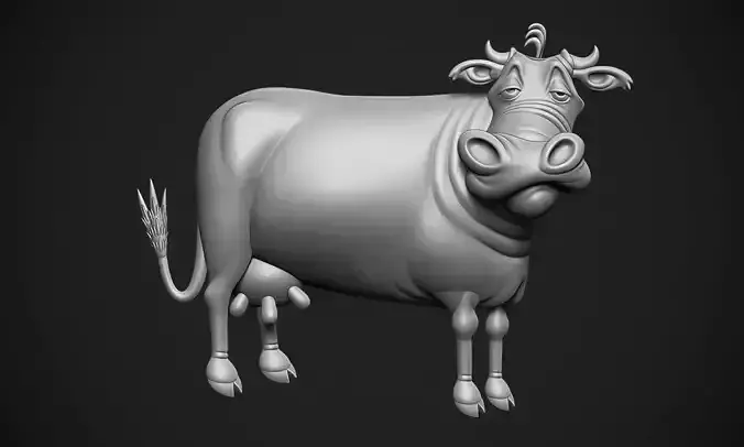 Cartoon Cow Relief 3D print model