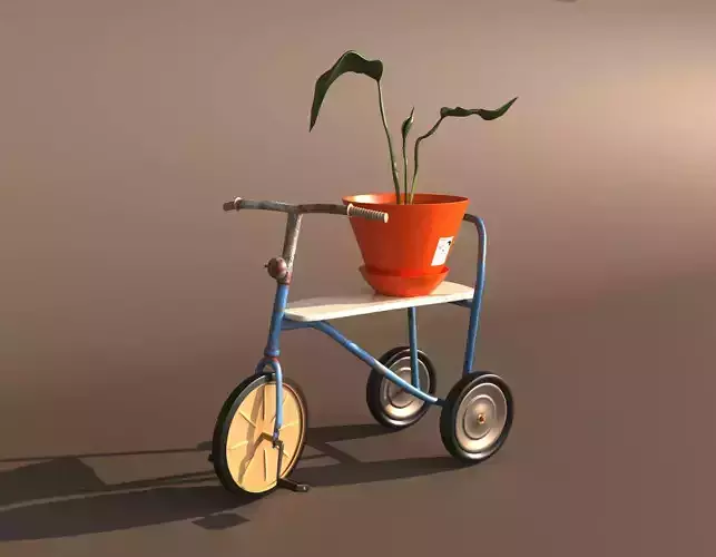 Retro bicycle with  flower pot