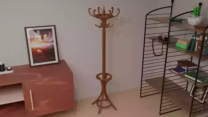 Wooden Clothes Rack 3D print model