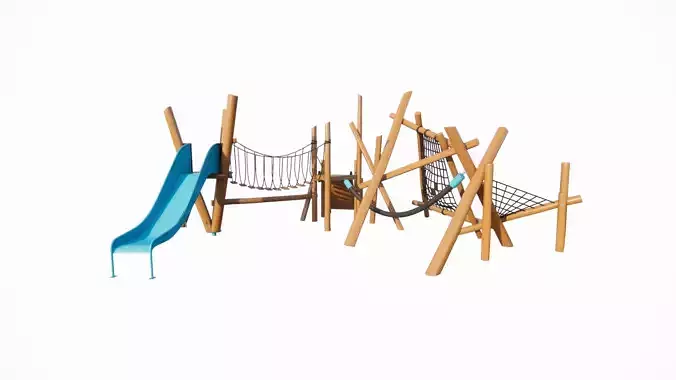 wooden kids playground 3d model