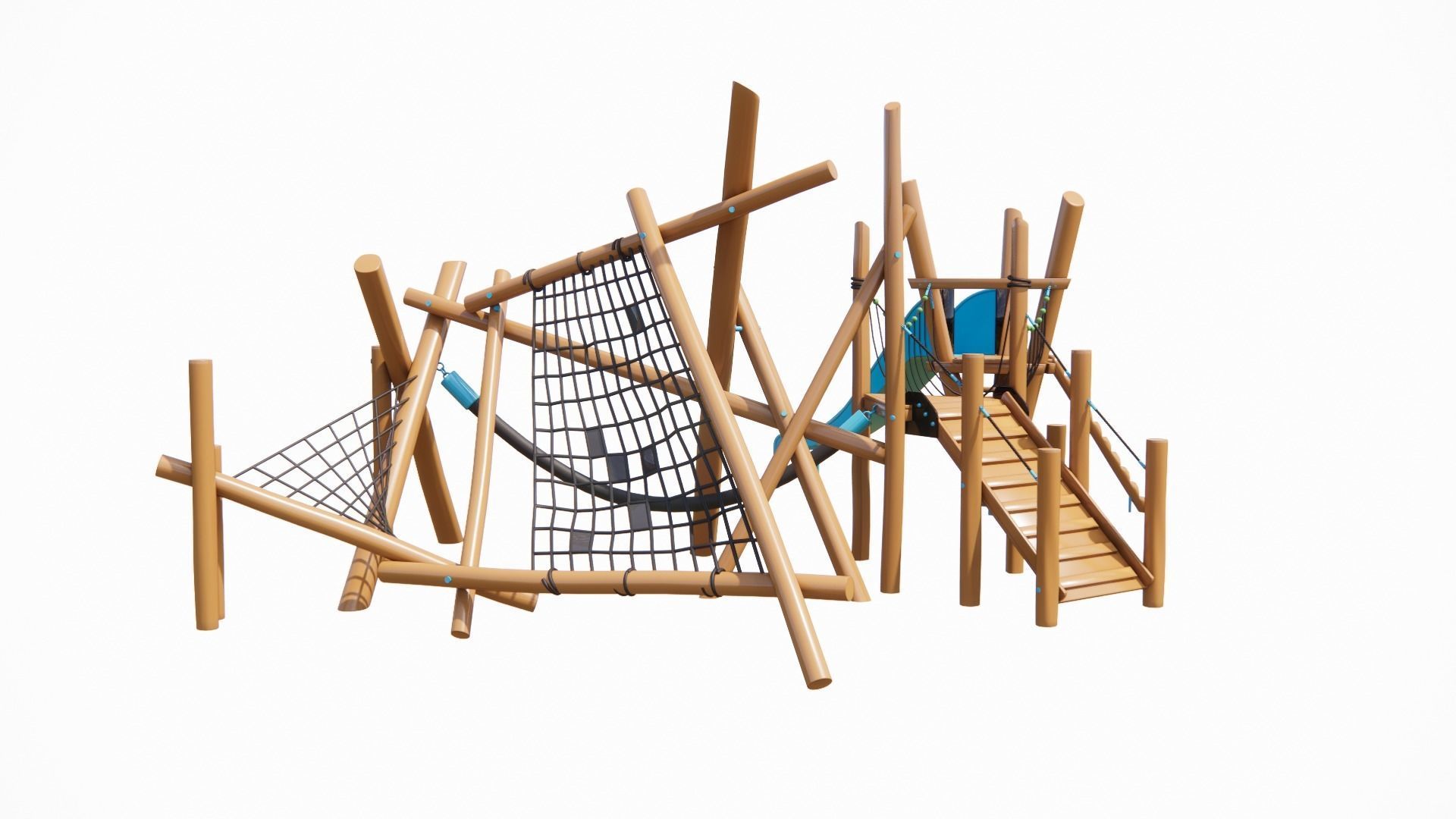 wooden kids playground 3d model 3D model_6
