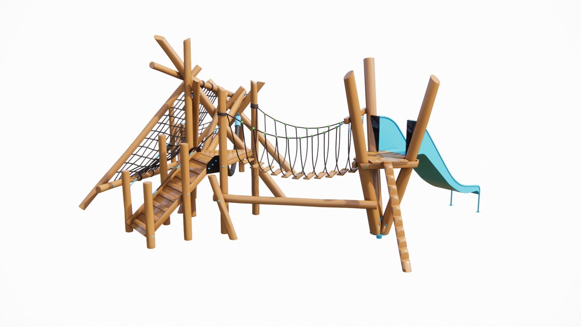 wooden kids playground 3d model 3D model_4