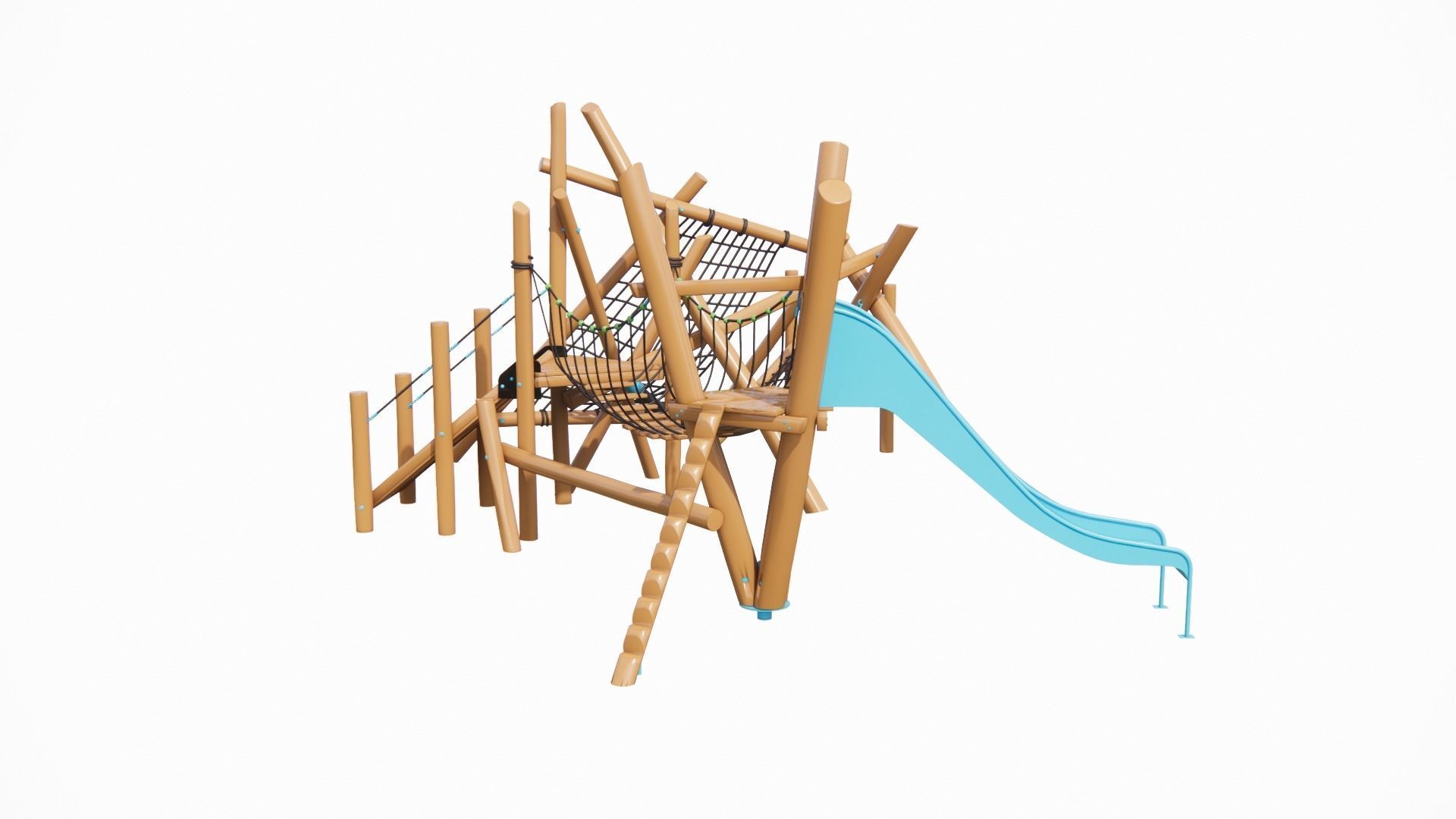wooden kids playground 3d model 3D model_3