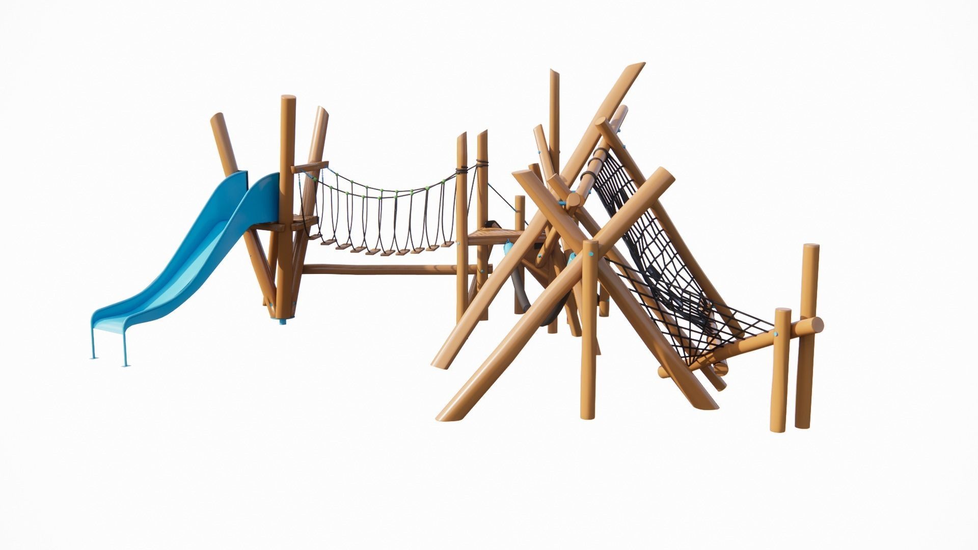 wooden kids playground 3d model 3D model_7