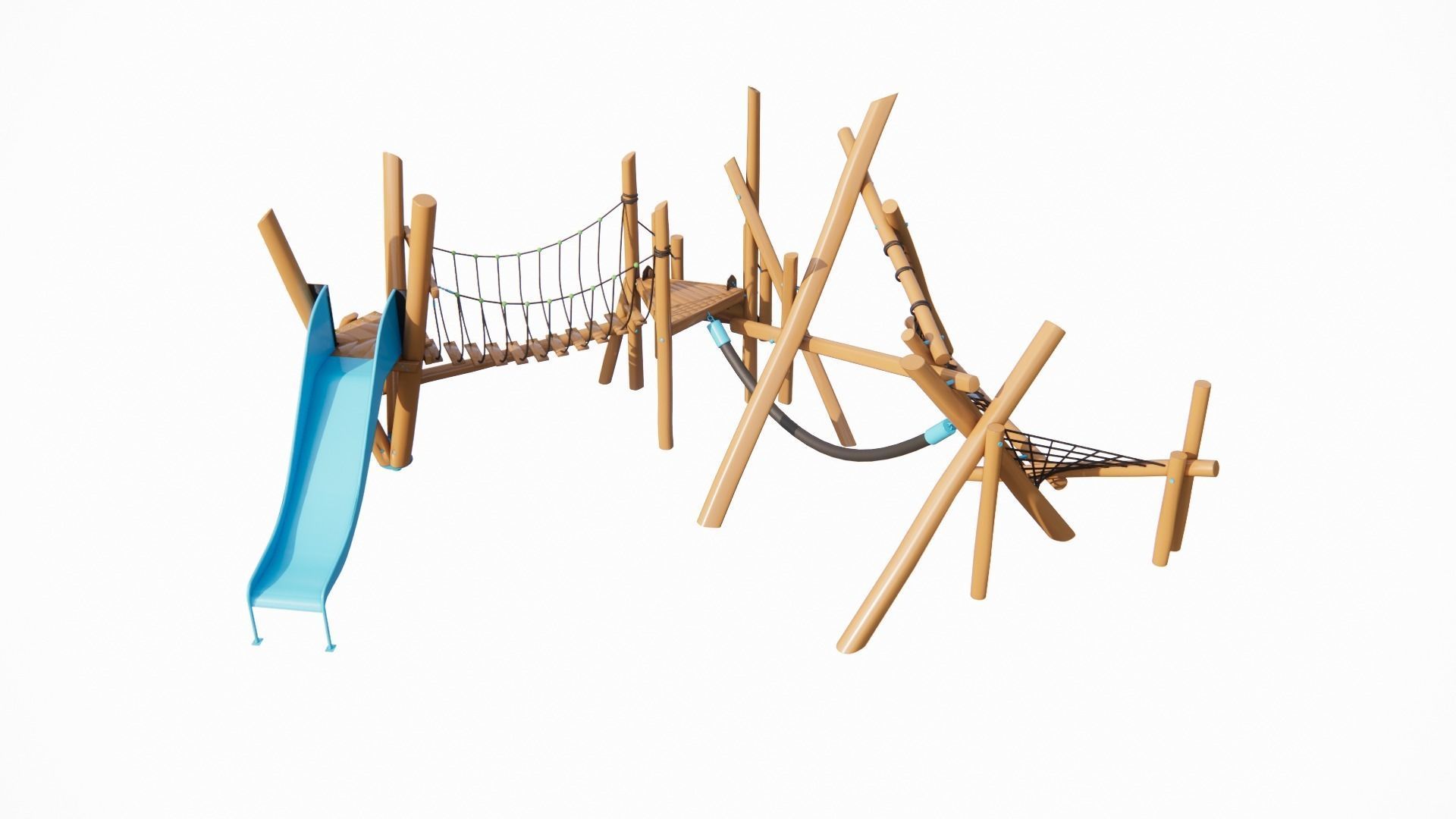 wooden kids playground 3d model 3D model_8