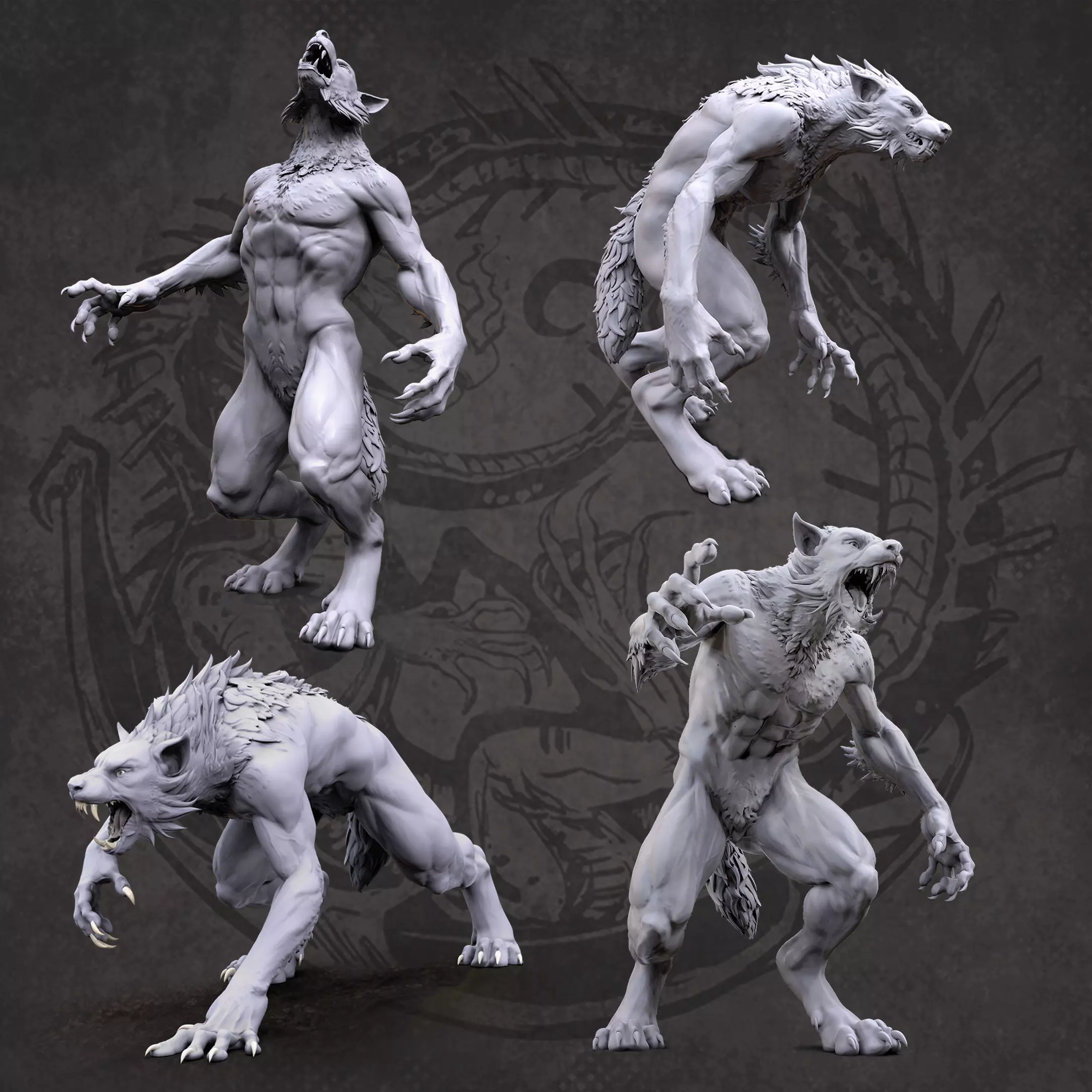 werewolf pack 3D print model_0
