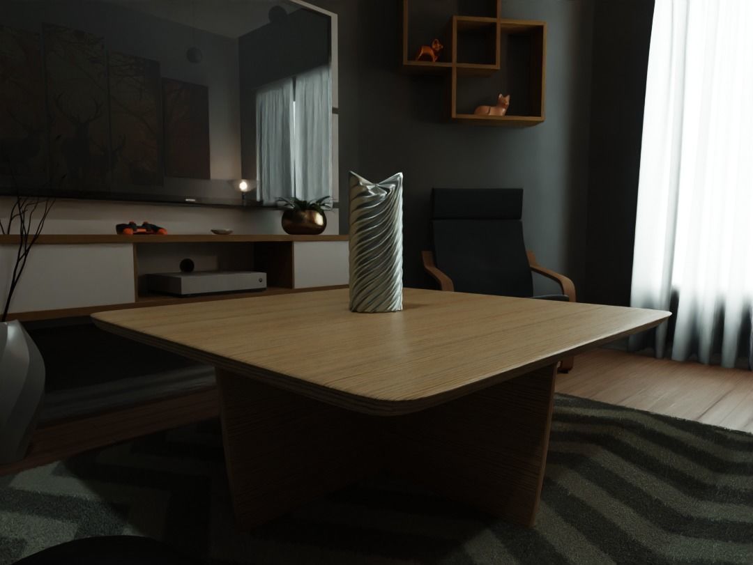 Modern Tabletop Sculpture Decor Low-poly 3D model_2