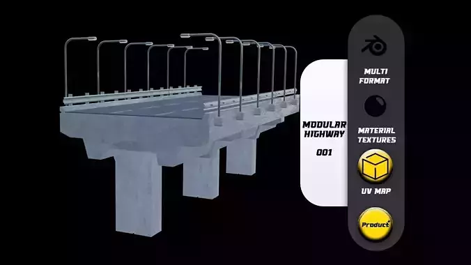 Modular Highway 001 Low-poly 3D model