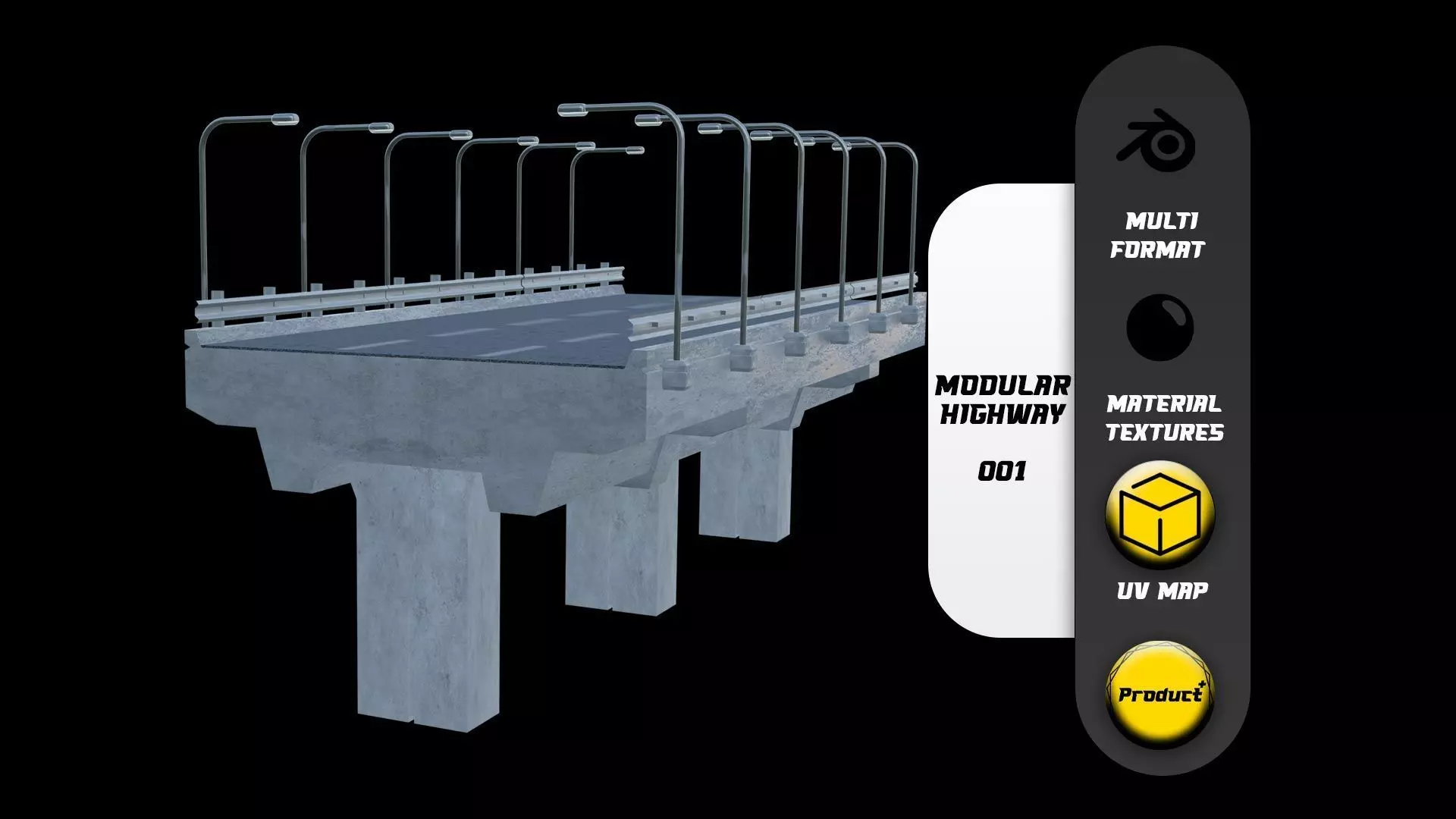 Modular Highway 001 Low-poly 3D model_0