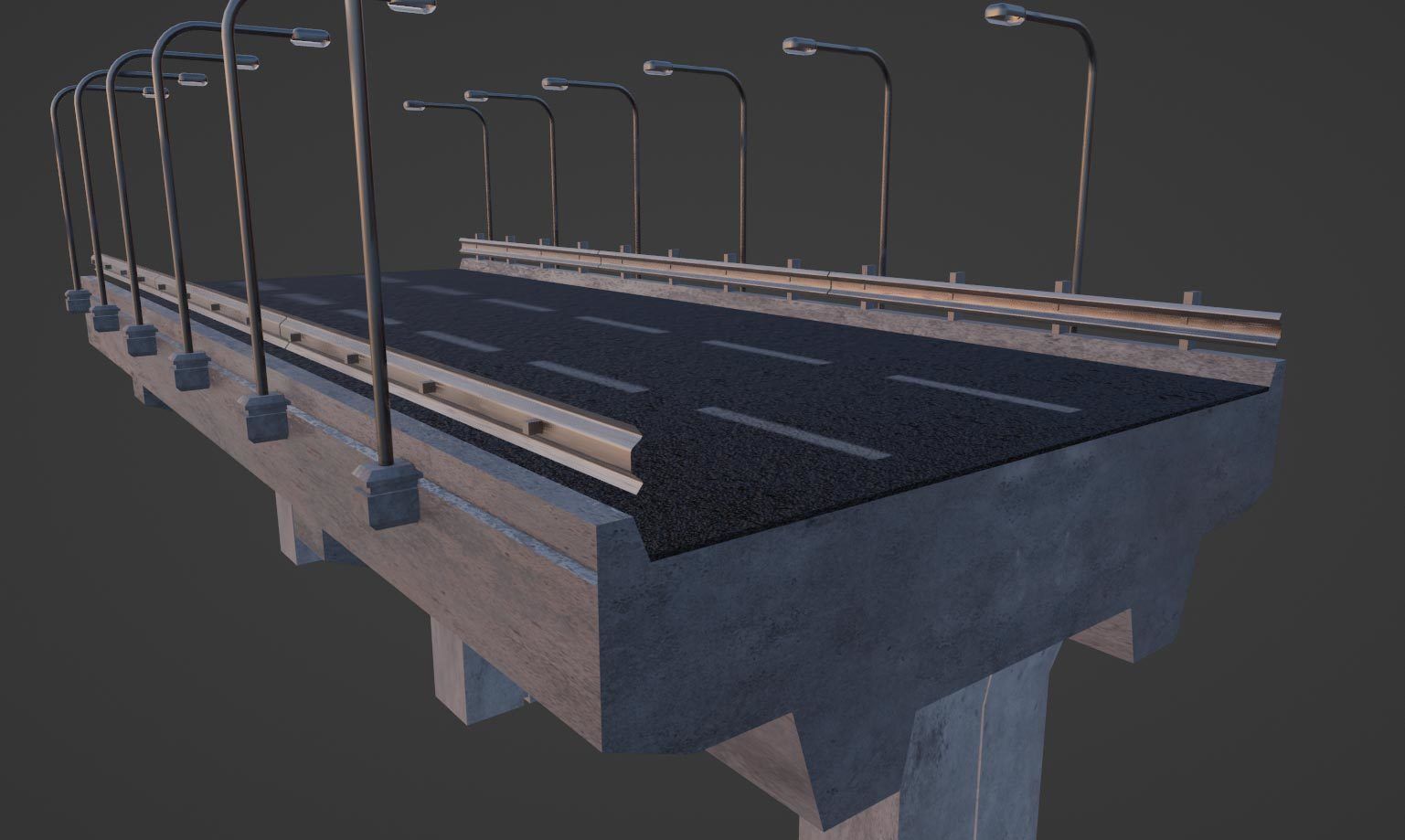 Modular Highway 001 Low-poly 3D model_2