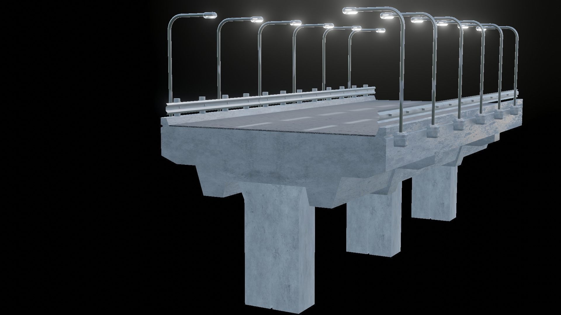 Modular Highway 001 Low-poly 3D model_7