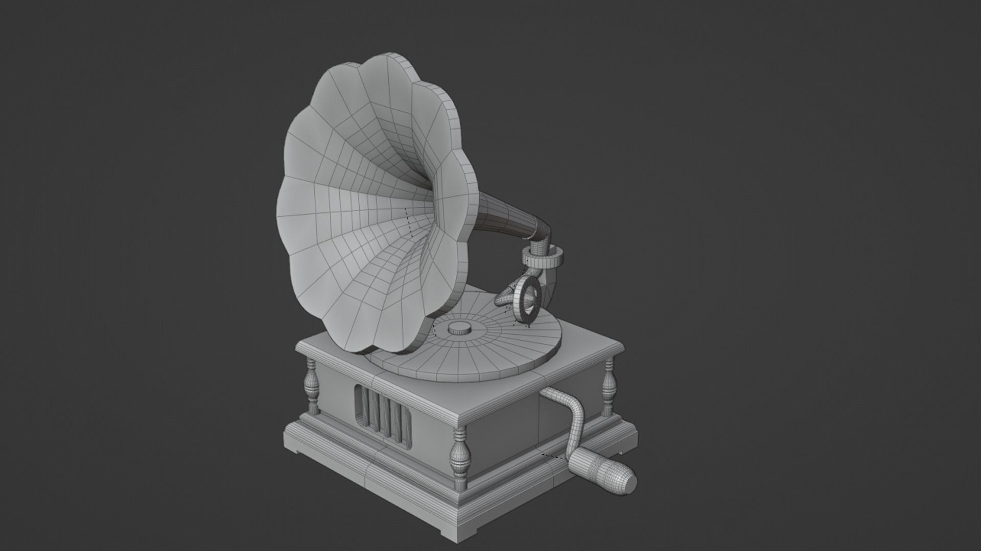 Vintage Gramaphone Realistic Model Low-poly 3D model_5