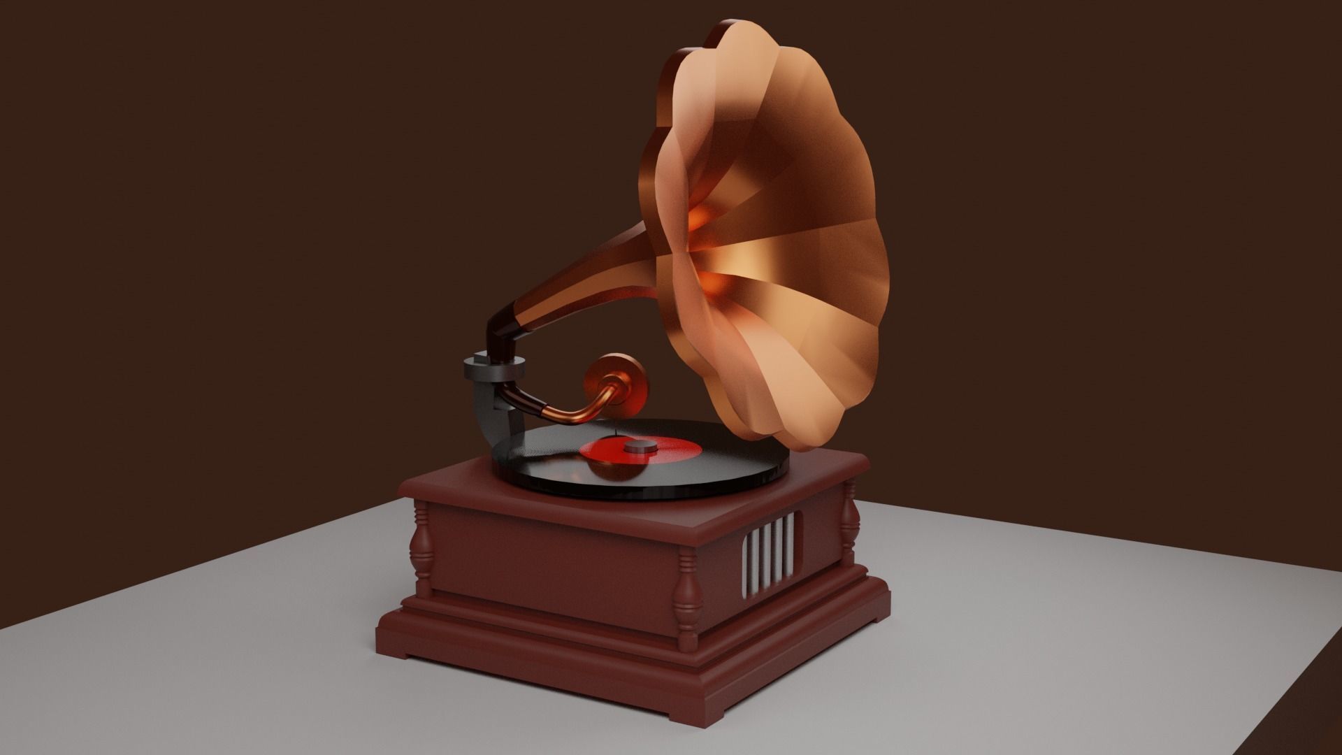 Vintage Gramaphone Realistic Model Low-poly 3D model_2
