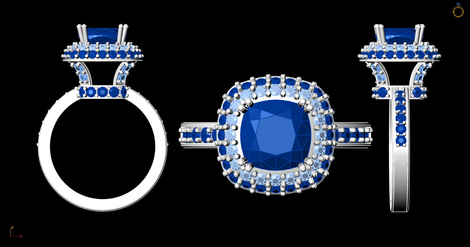 Cluster Engagement Ring  3D print model_5