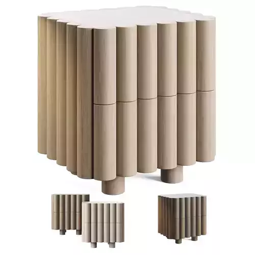 Alexhsu Design Scalloped Night Stand Low-poly 3D model