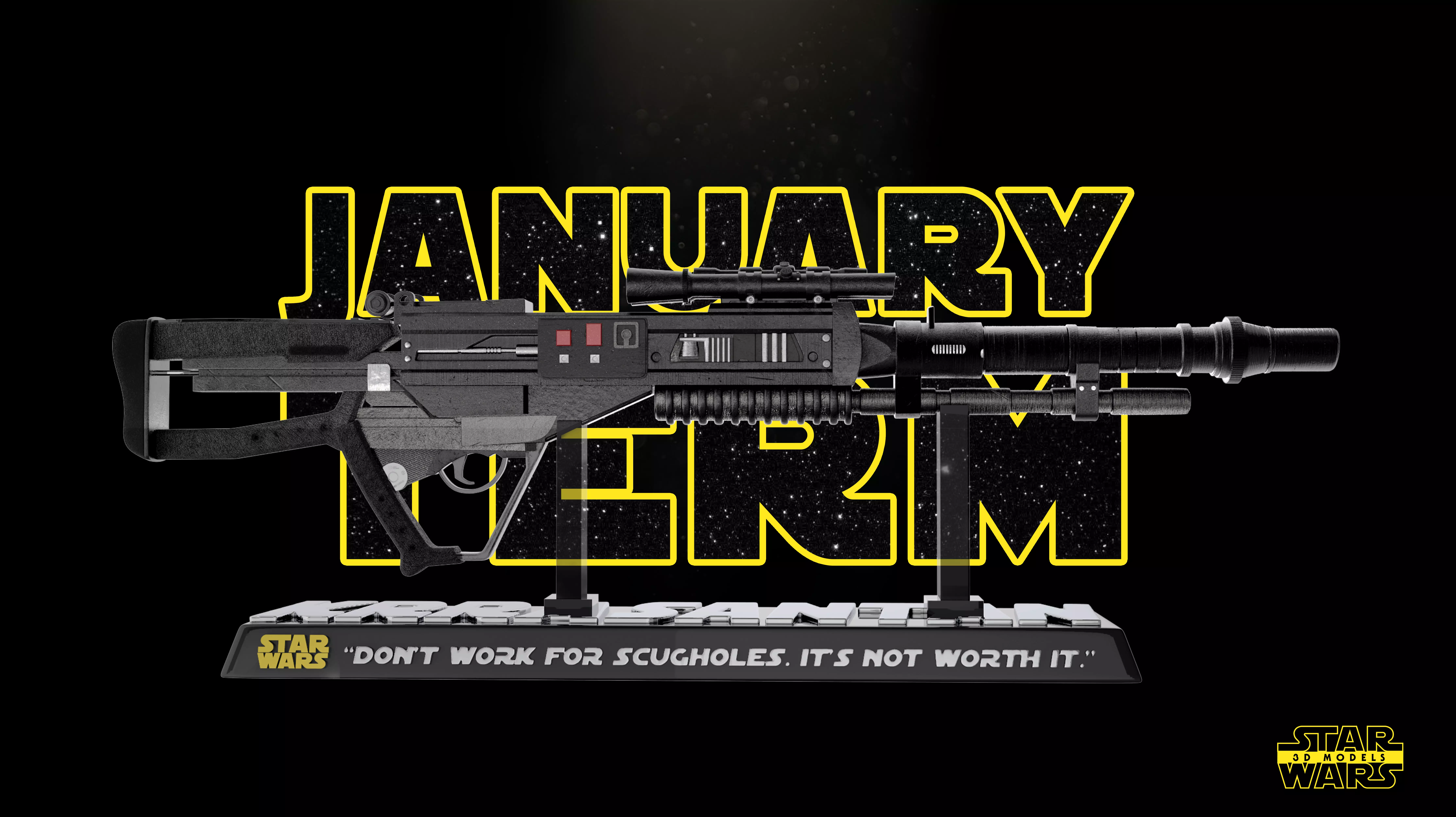 Black Krrsantan Wookie Rifle Star Wars 3D Models 3D print model_0