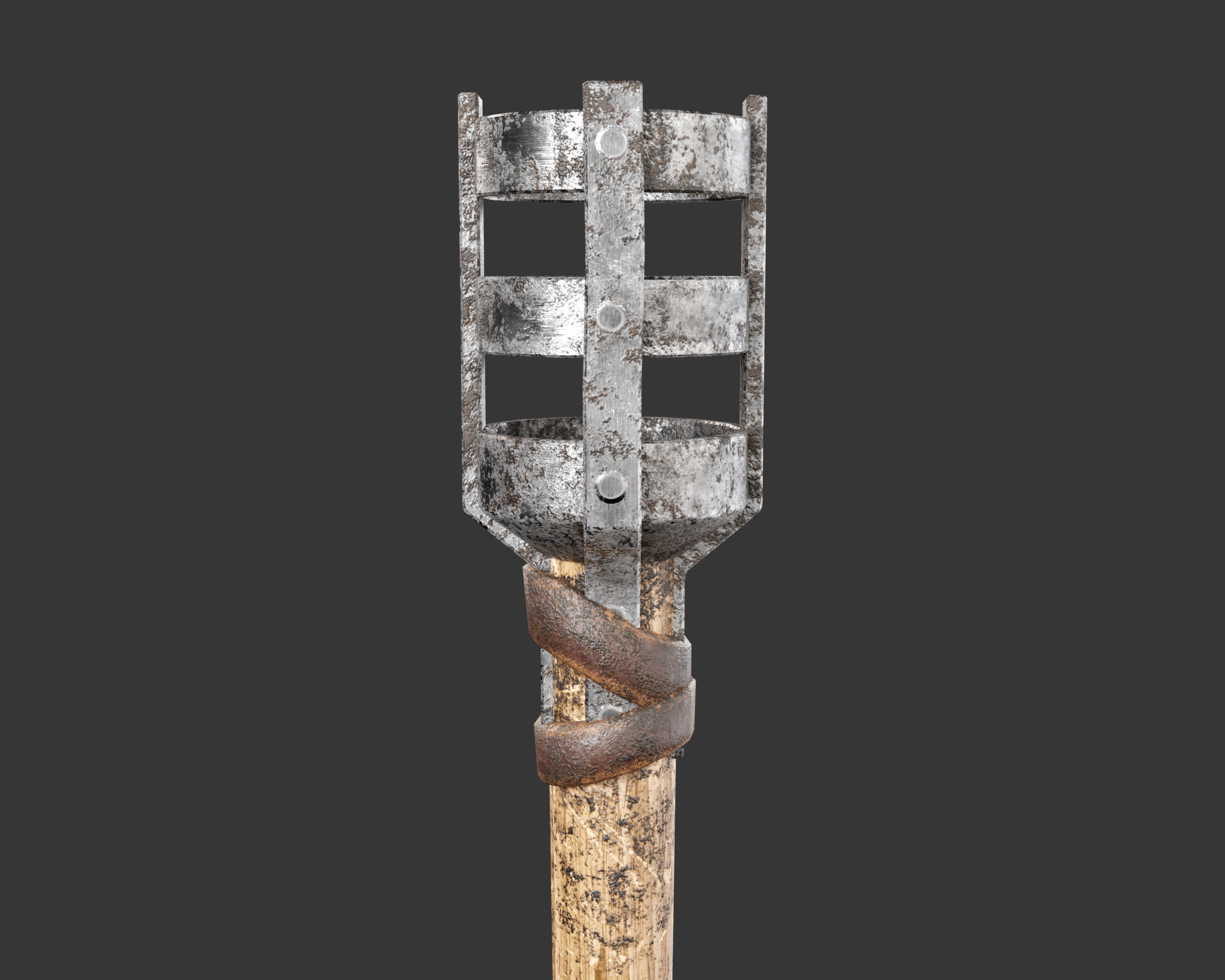 Medieval Knightly Lighting Torch Low-poly 3D model_5