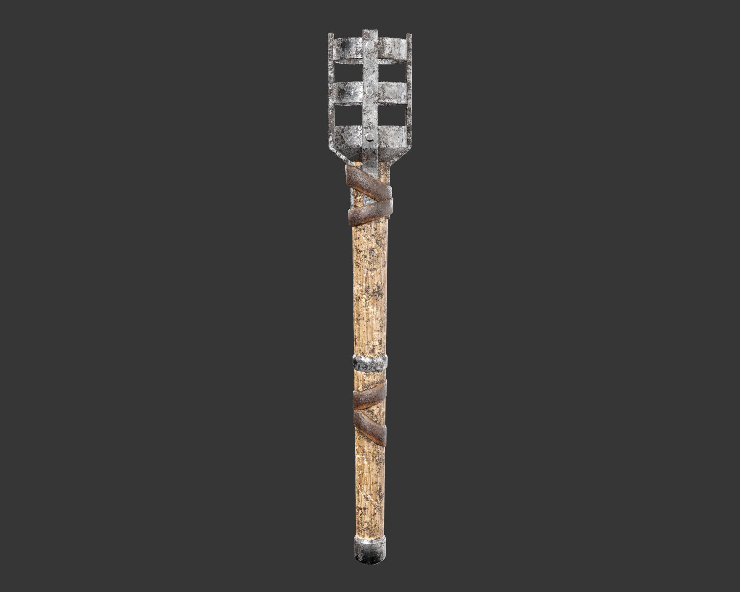 Medieval Knightly Lighting Torch Low-poly 3D model_2