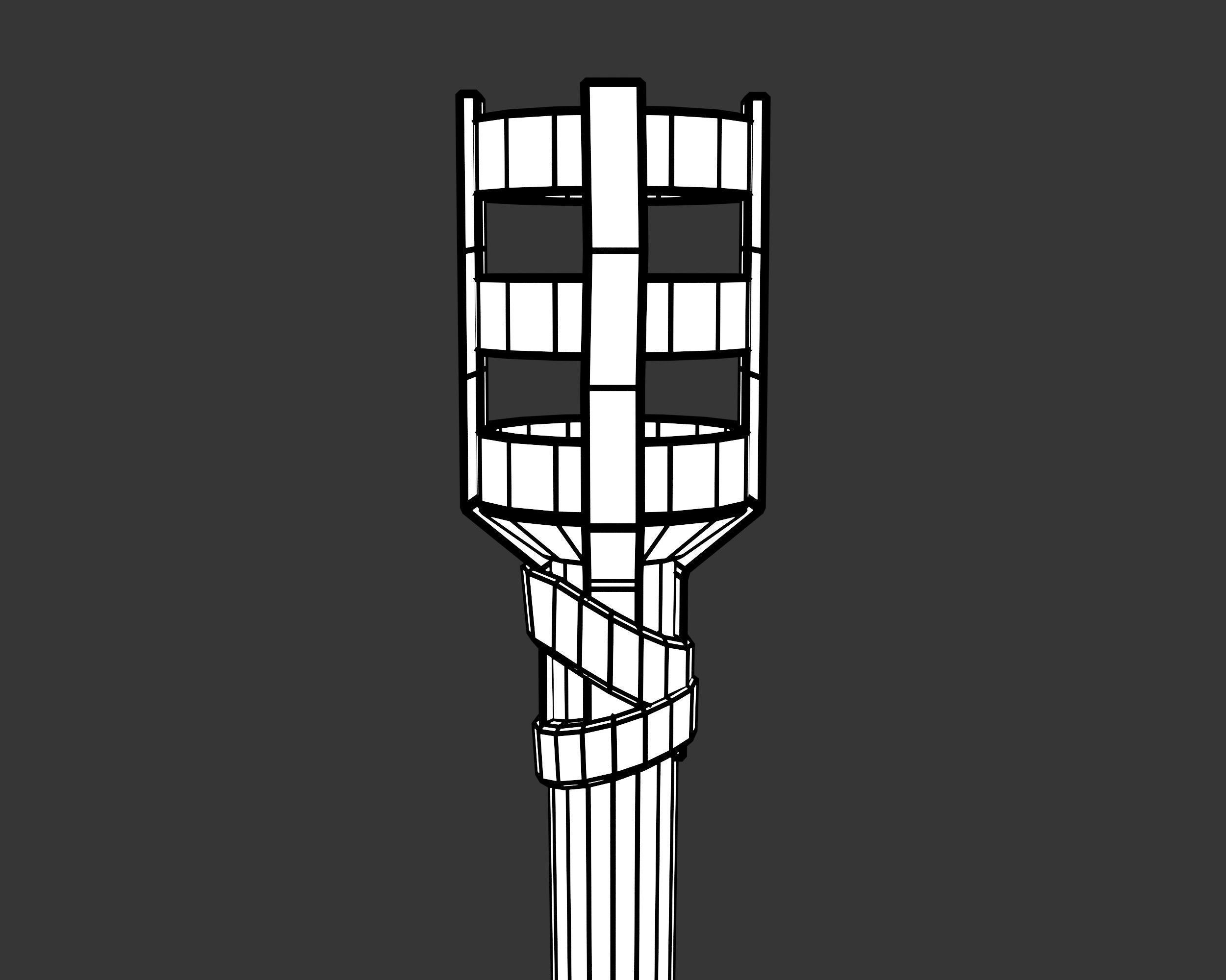 Medieval Knightly Lighting Torch Low-poly 3D model_7