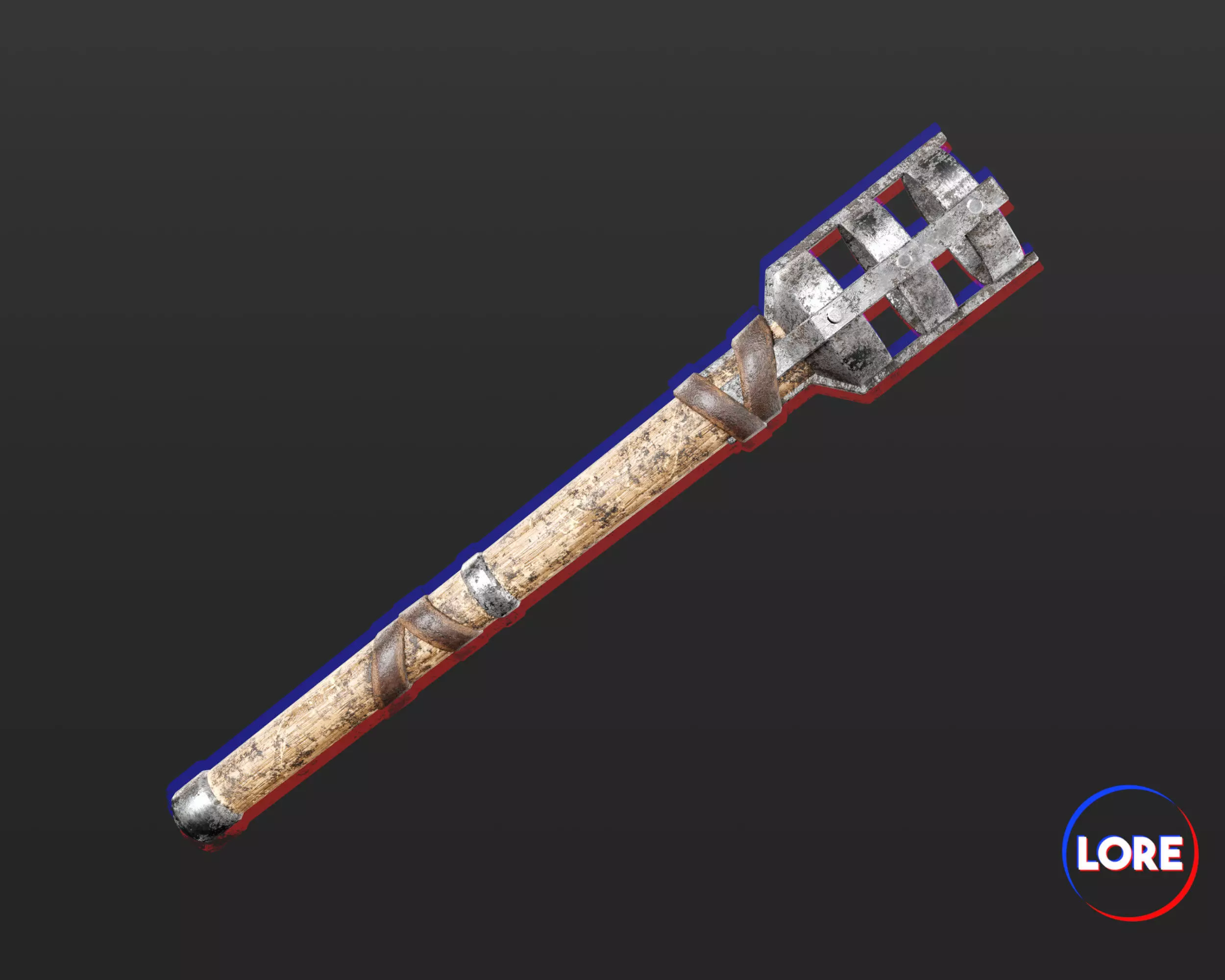 Medieval Knightly Lighting Torch Low-poly 3D model_0