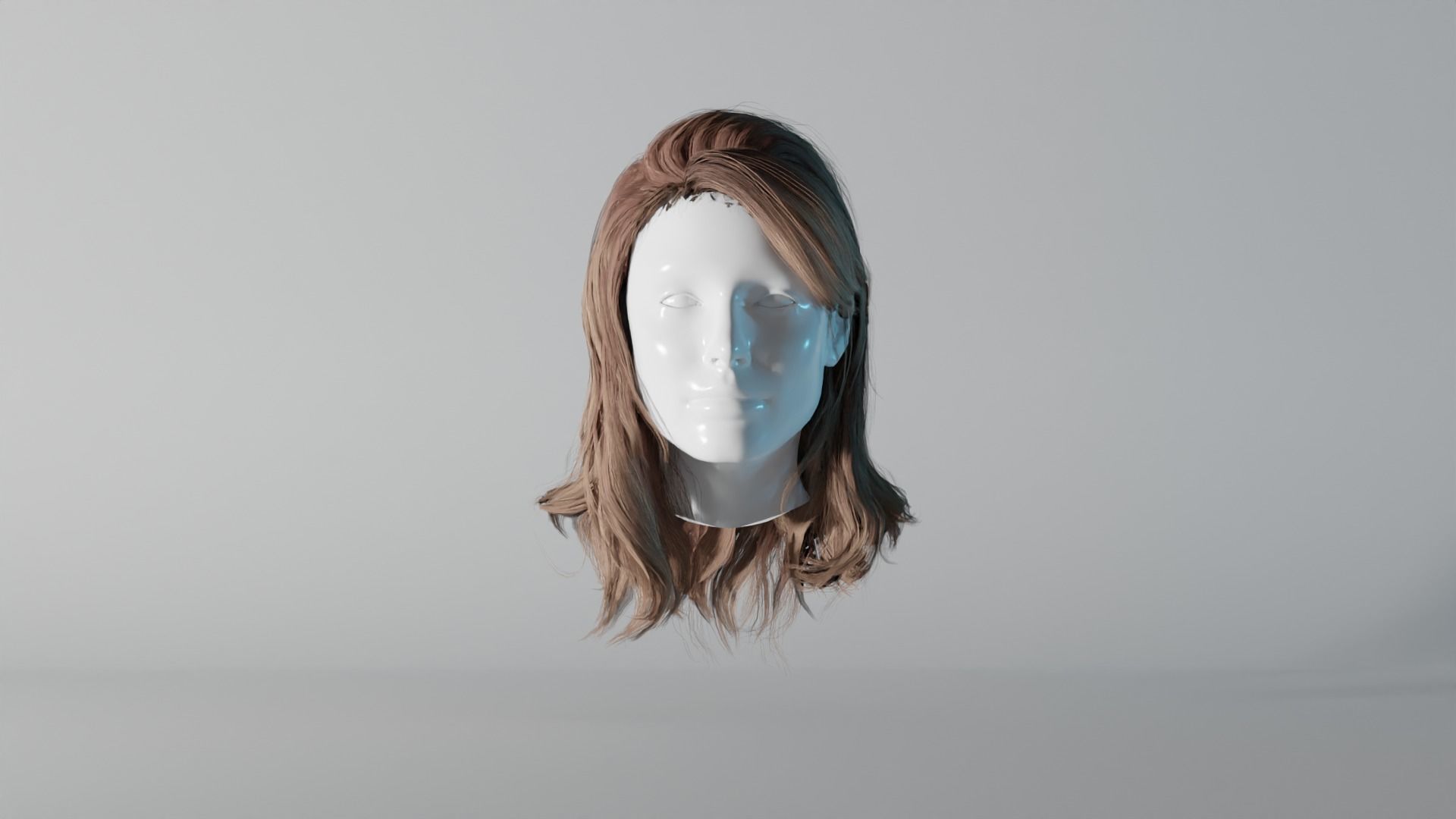 Realistic Female Hair 9 Low-poly 3D model_2